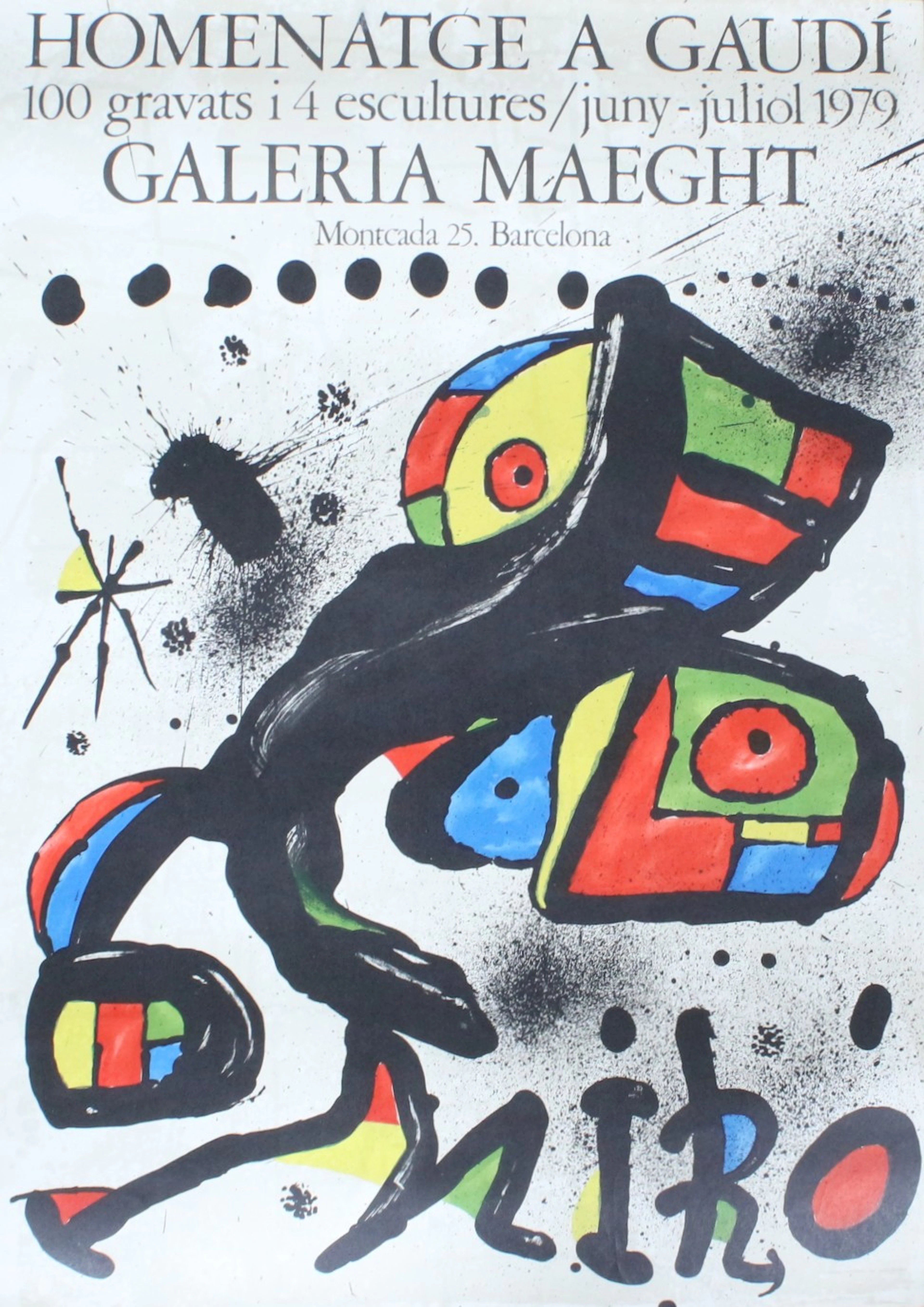 Plakat / Poster für eine Ausstellung von Joan Miró, "Homenatge a Gaudí".