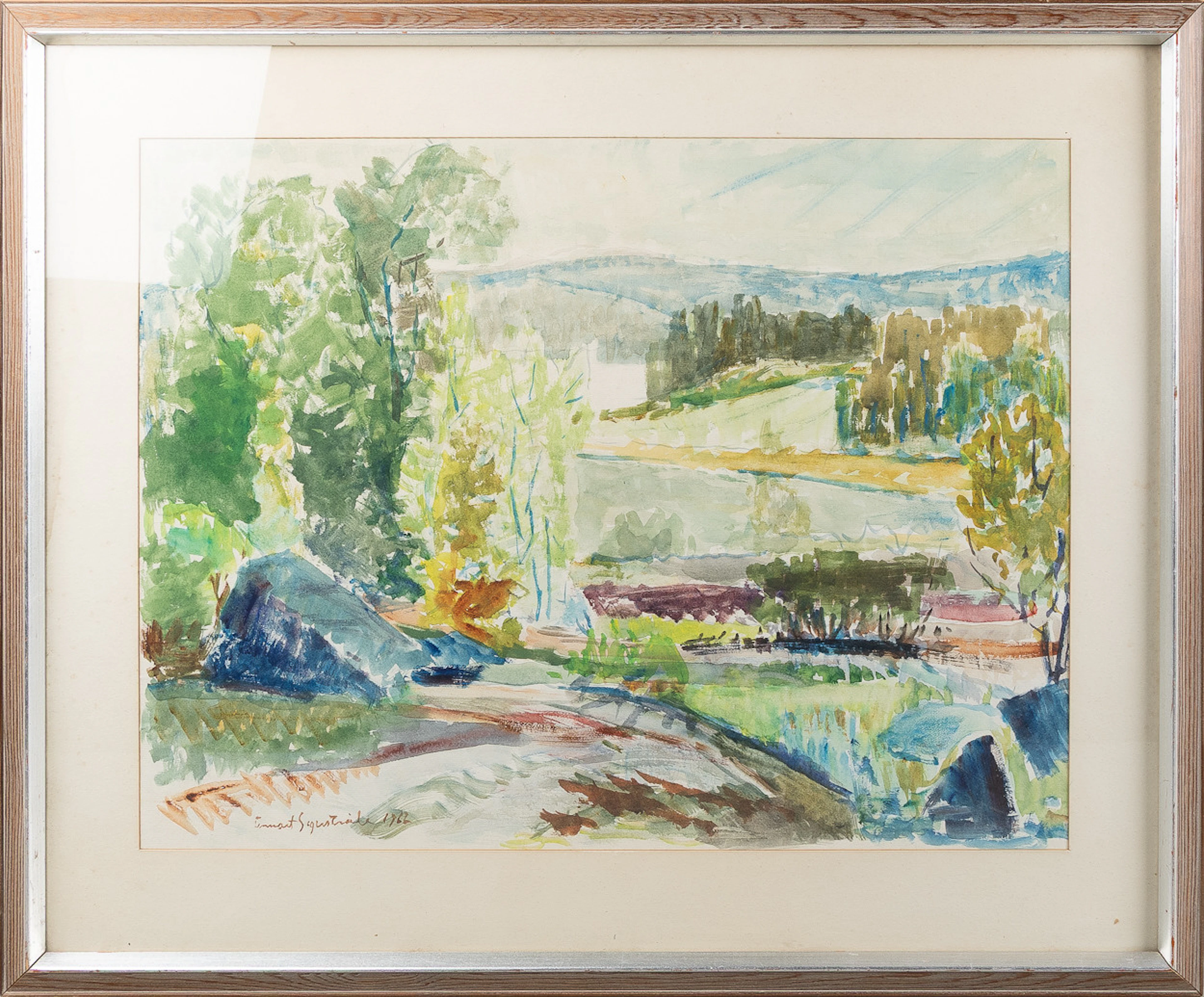 LENNART SEGERSTRÅLE. akvarell, landskapsmotiv, 1962.