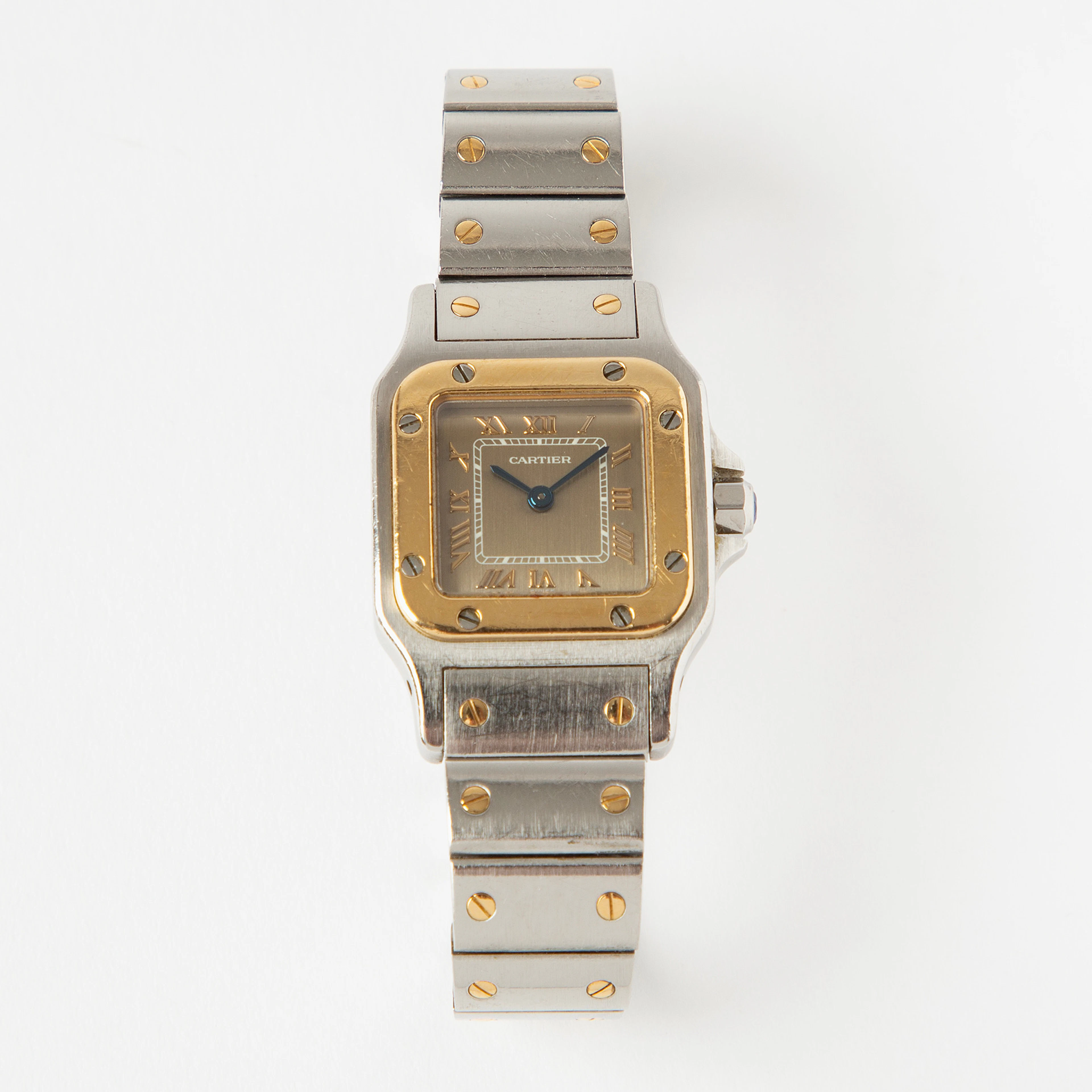 CARTIER, Santos, armbandsur, 24 x 24 (35) mm, guld/stål, ca 1995.