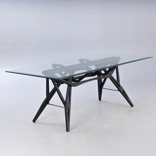 CARLO MOLLINO. Zanotta, Esstisch mit Glasplatte "Reale".