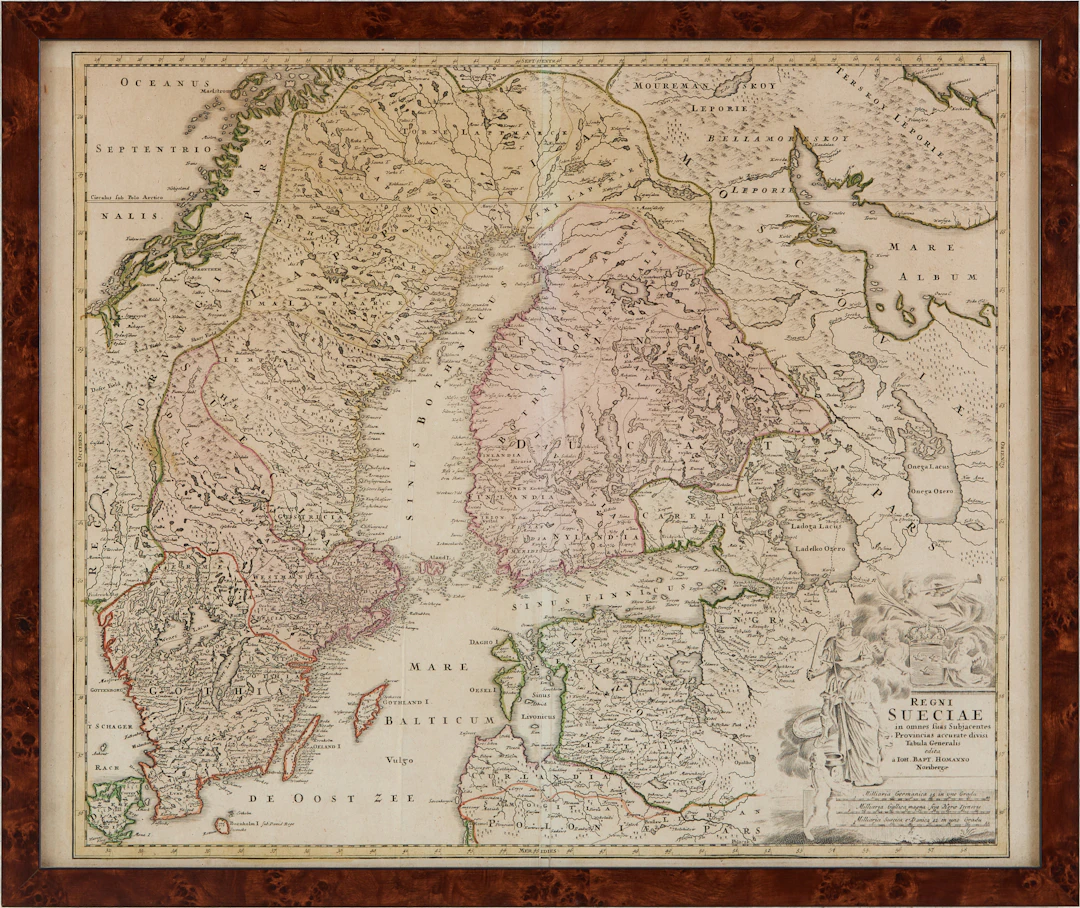 KARTA AV HOMANN, REGNI SUECIAE, CA 1730.