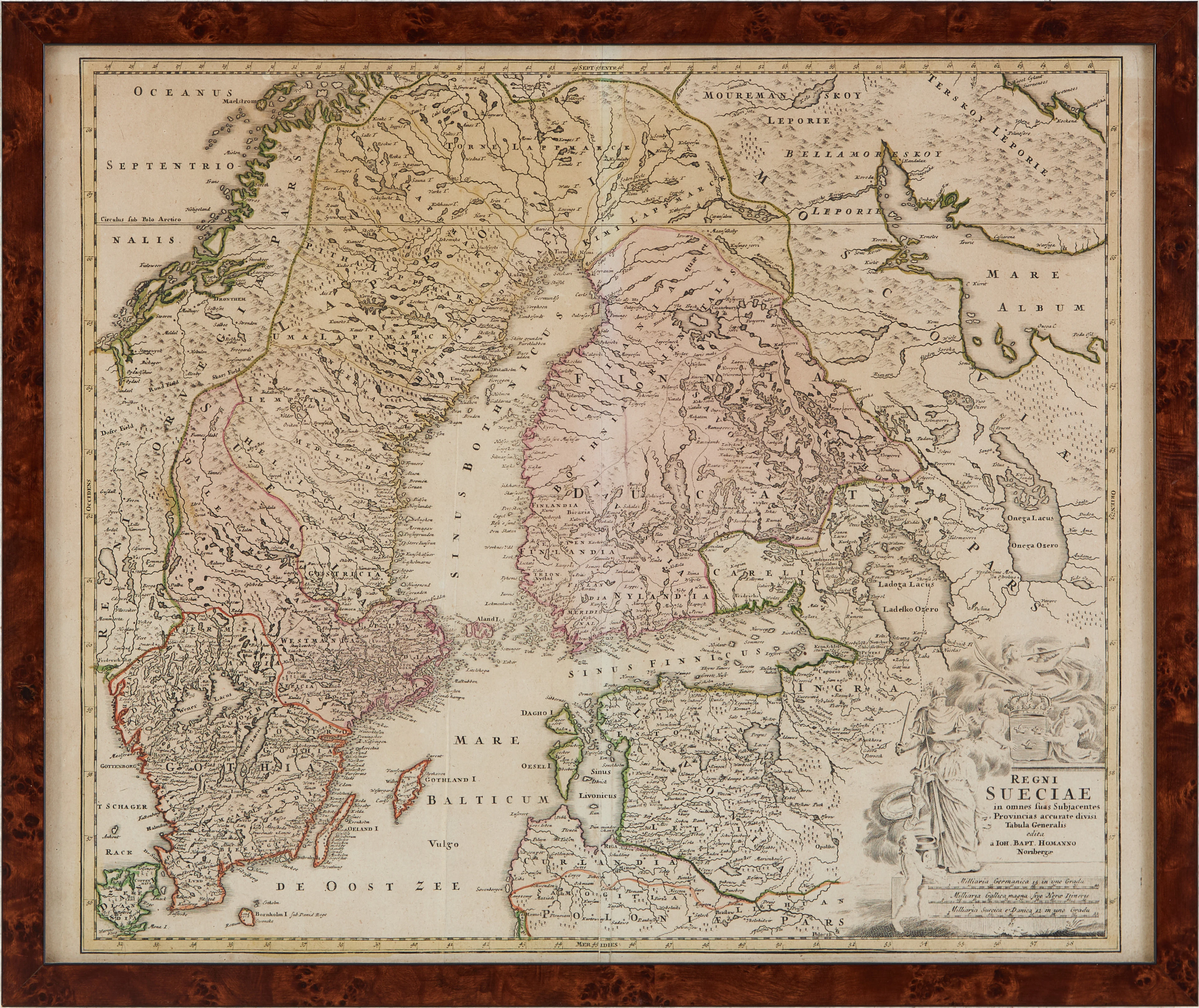 KARTA AV HOMANN, REGNI SUECIAE, CA 1730.