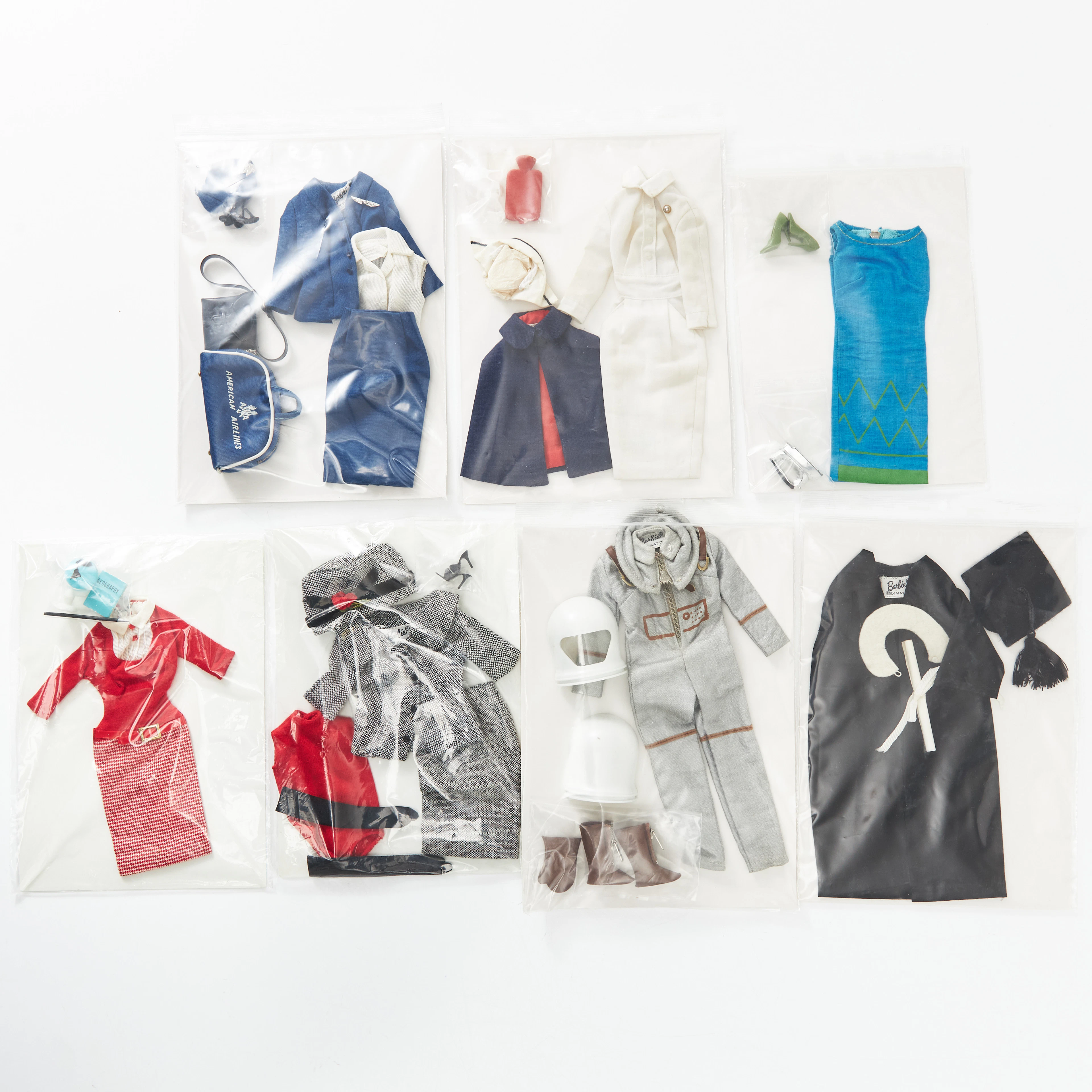 BARBIE, Outfits (7), #945 Graduation, #954 Career Girl, #984 American