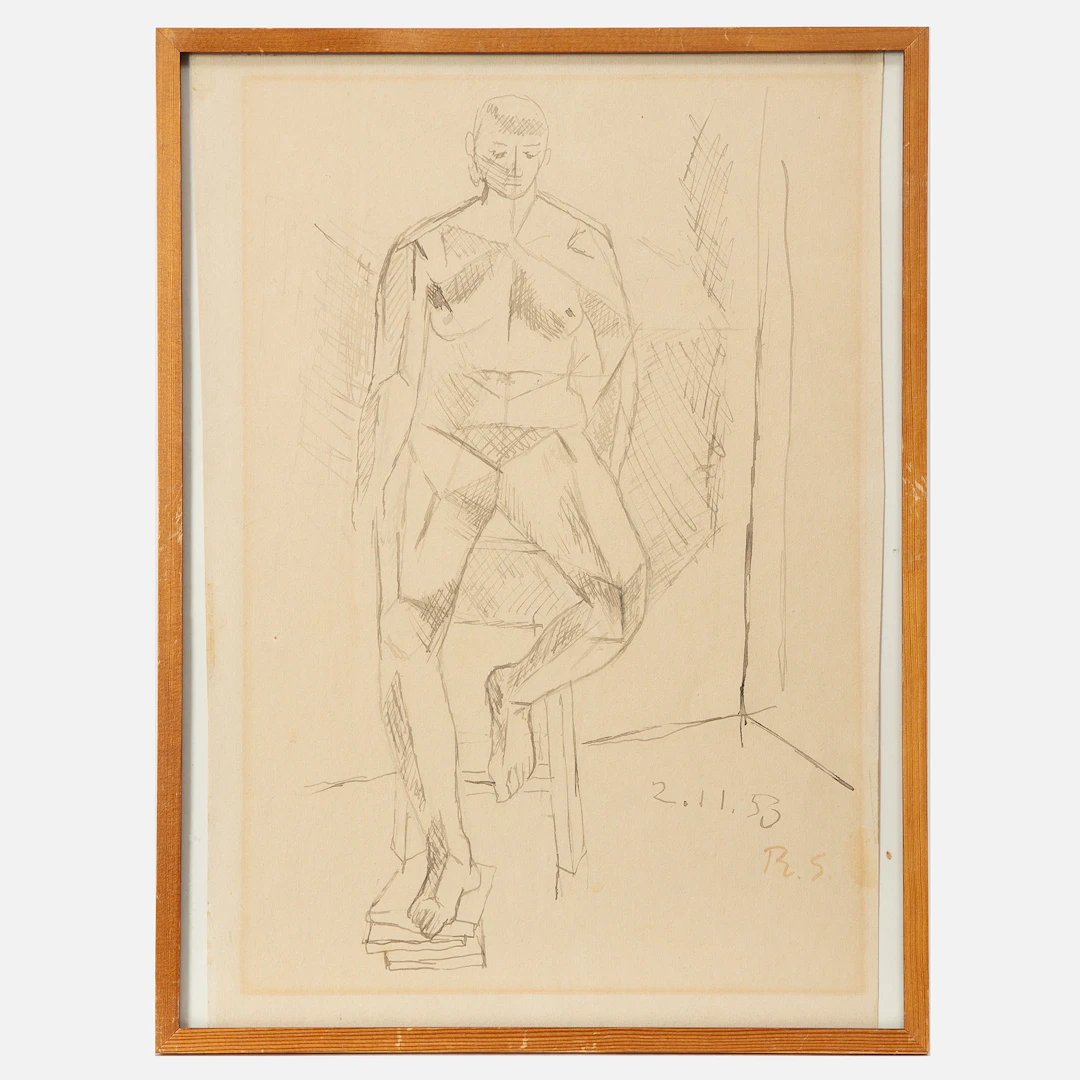 RAGNAR SANDBERG. Modellstudie, blyerts, signerad R.S.