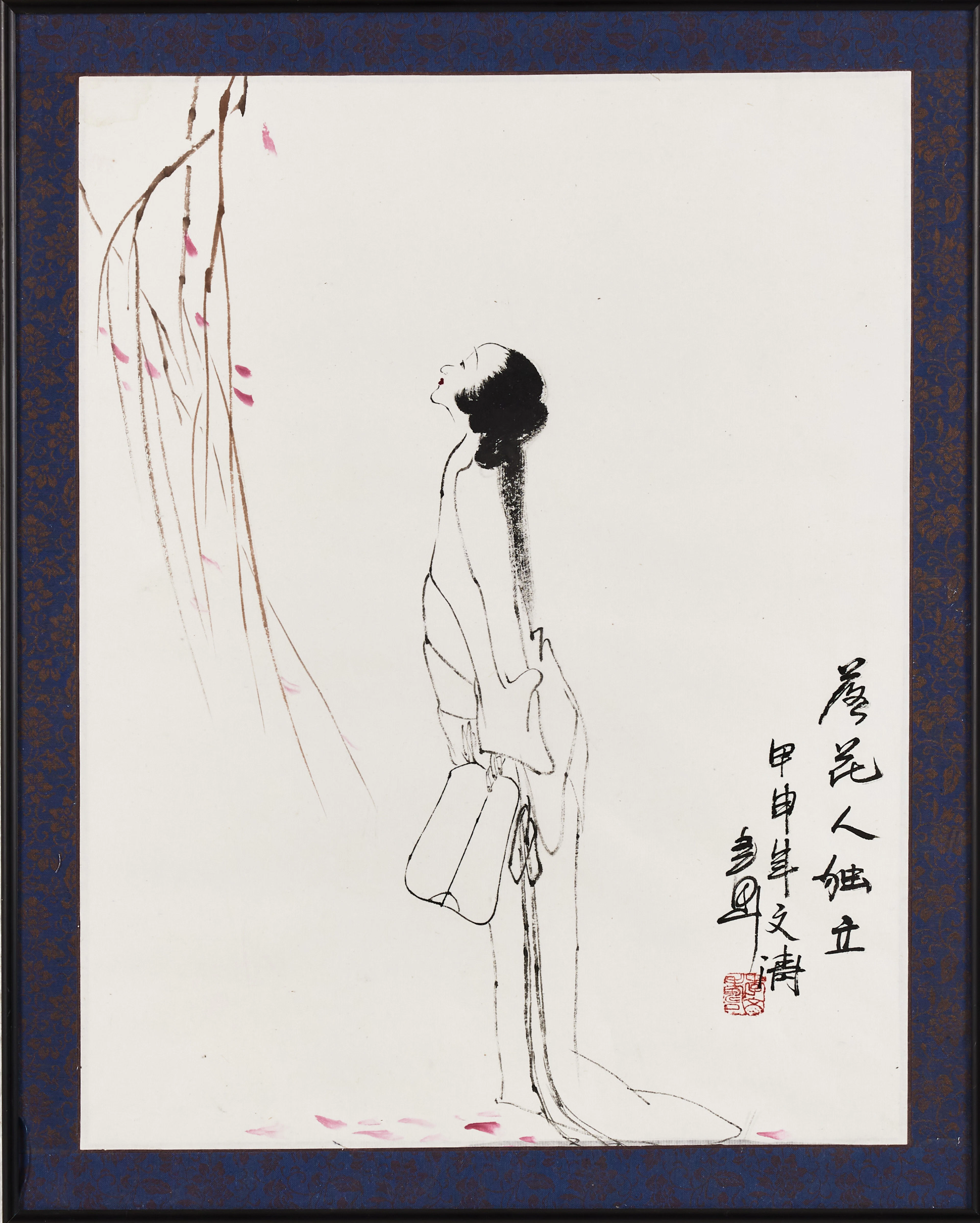 WANG XIJING (FÖDD 1946). Figurscen, tusch.