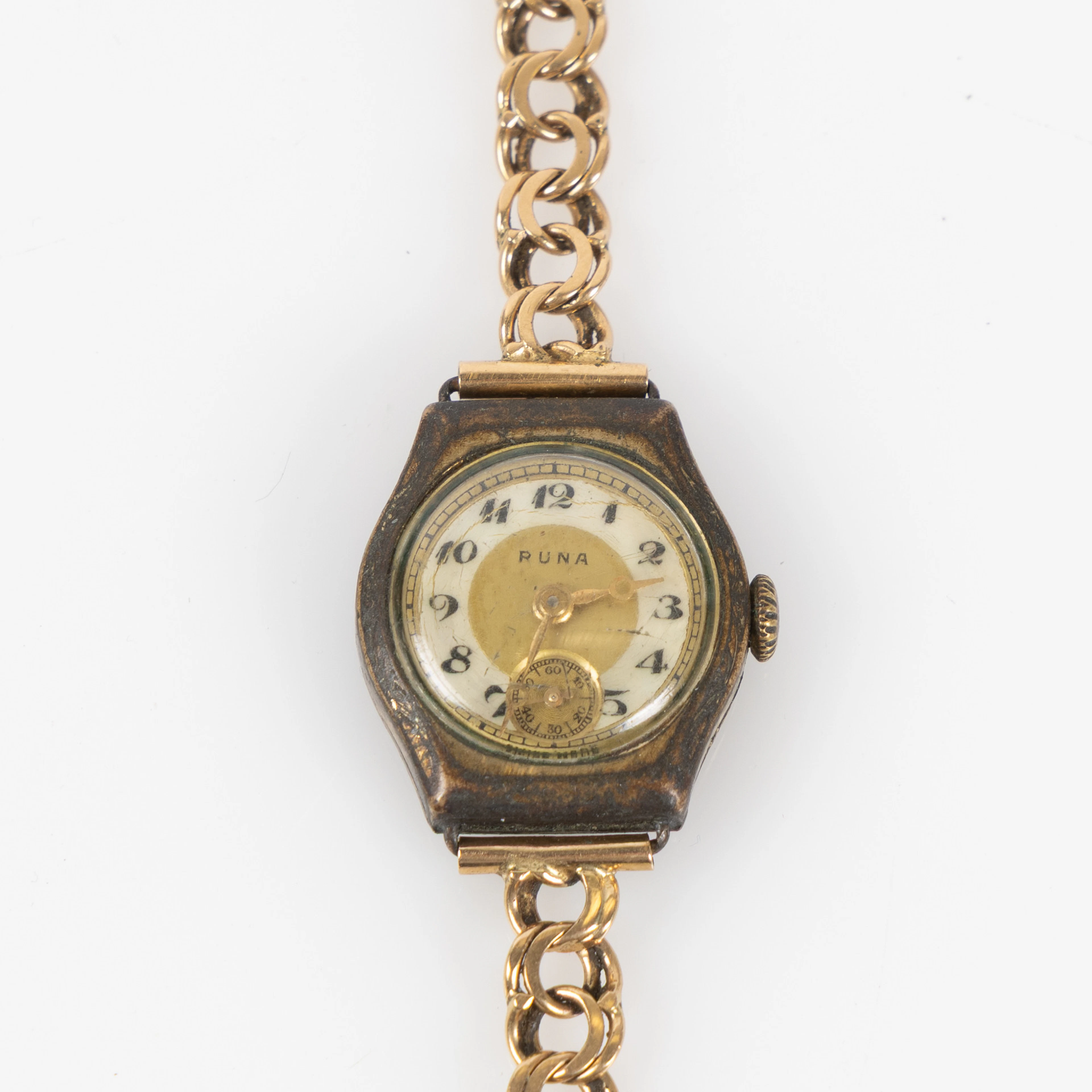 RUNA, armbandsur, 21,5 mm, gulmetall, ca 1935.