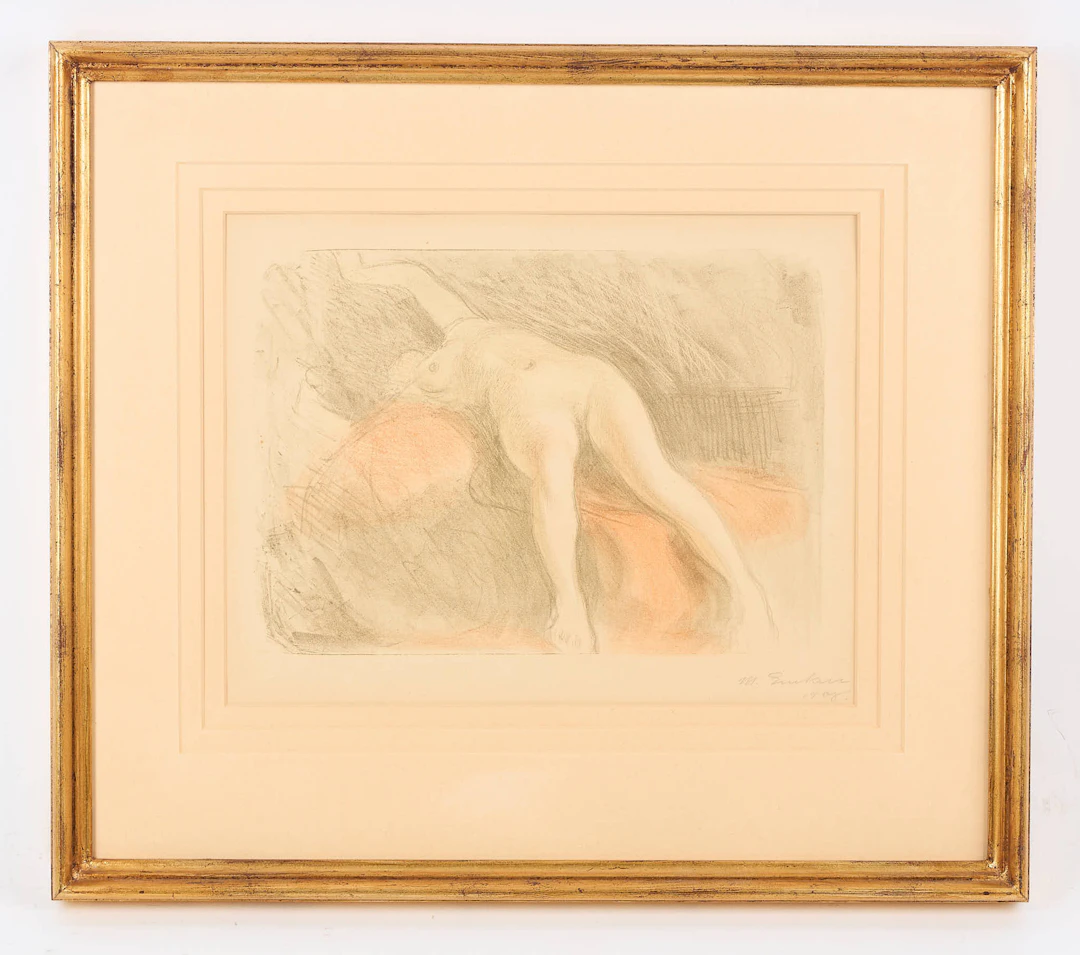 MAGNUS ENCKELL. Vilande modell, signerad samt daterad 1908, litografi.