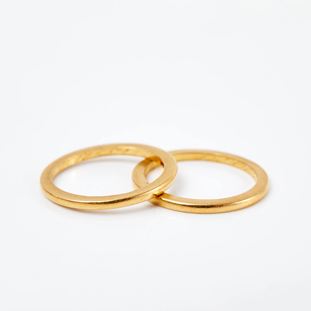 RINGAR, 2 st, 23 k guld, Lidström Hjalmar, Söderhamn, 1933.
