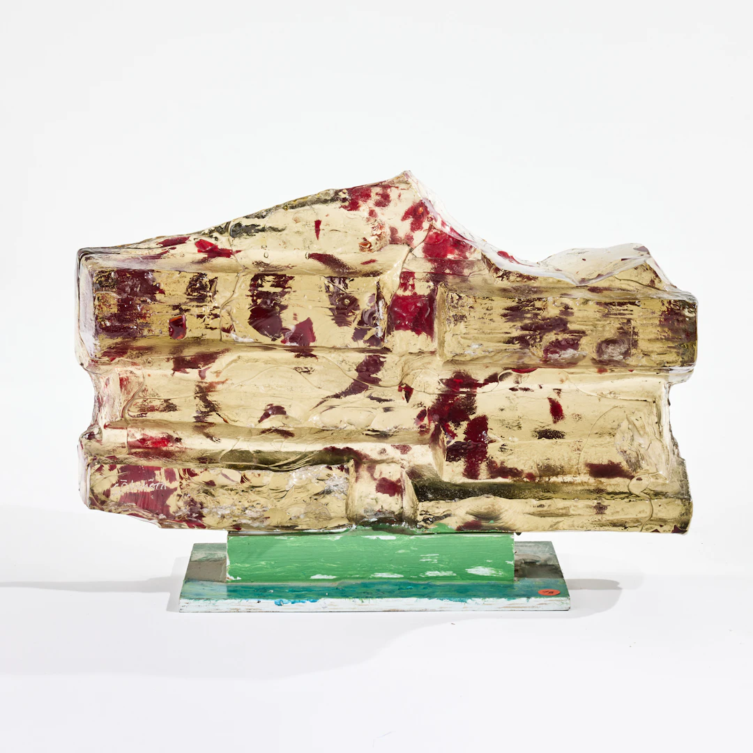 EDVIN ÖHRSTRÖM. Skulptur, Lindshammars glasbruk, gul glasmassa med