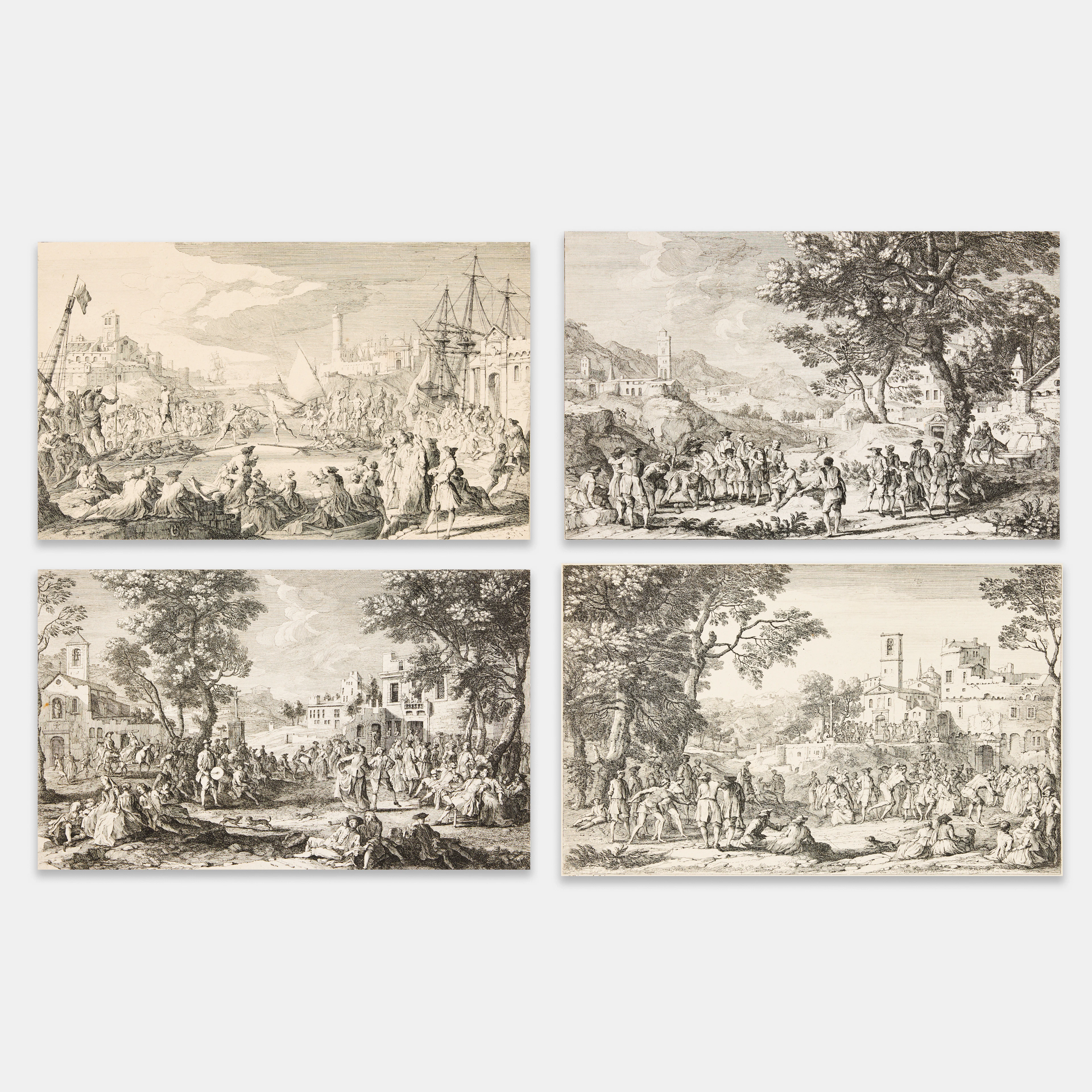 JACQUES RIGAUD (FRANCE CIRCA 1681-1753). Four etchings. "Les Trois