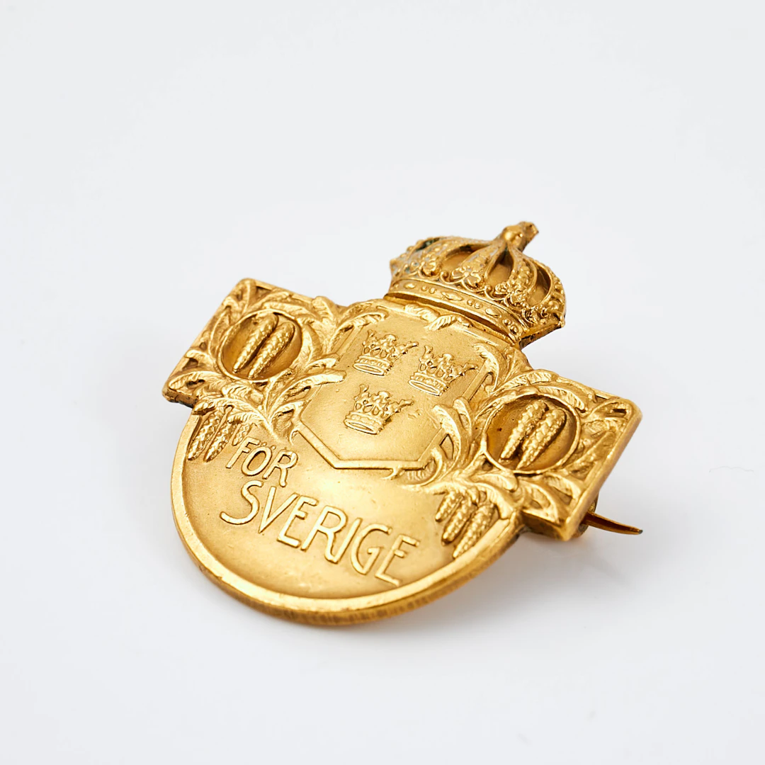 MEDALJ, 9 k guld, "För Sverige", CG. Hallberg.