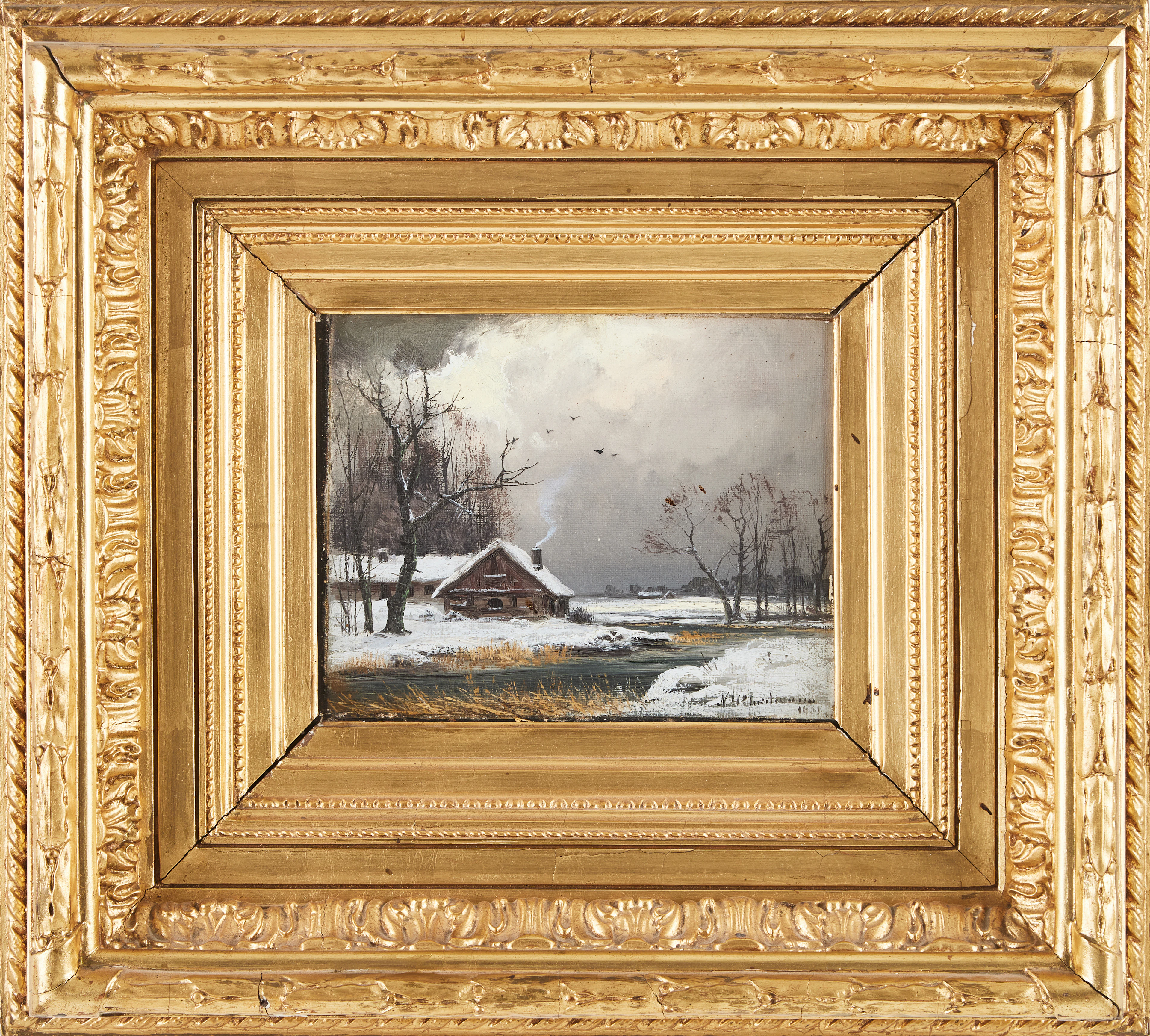 IELS HANS CHRISTIANSEN (1850-1922). Vinterlandskap, olja på duk, signerad.