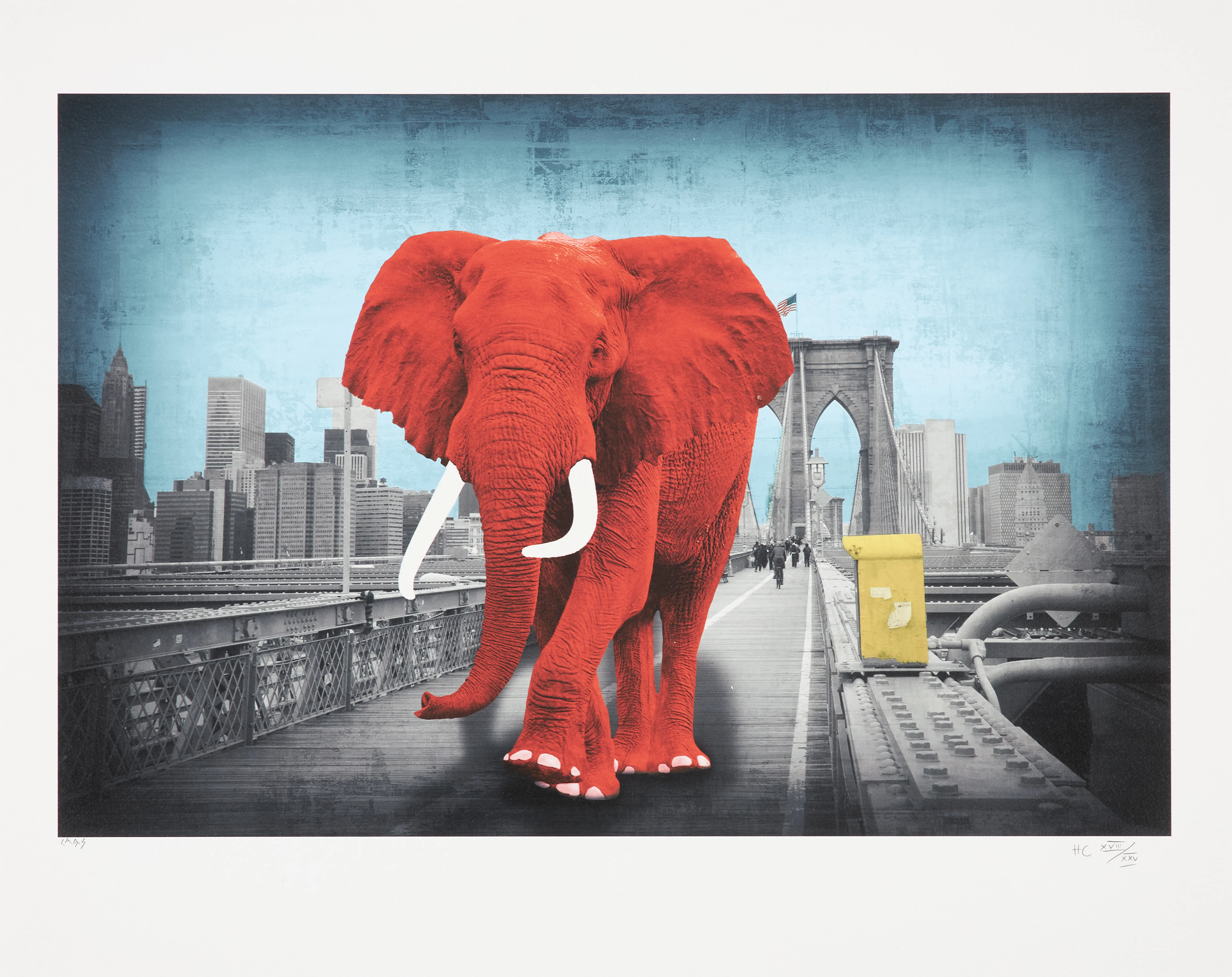 LARS TUNEBO. "Tripping on Brooklyn Bridge", plantryck, signerad och