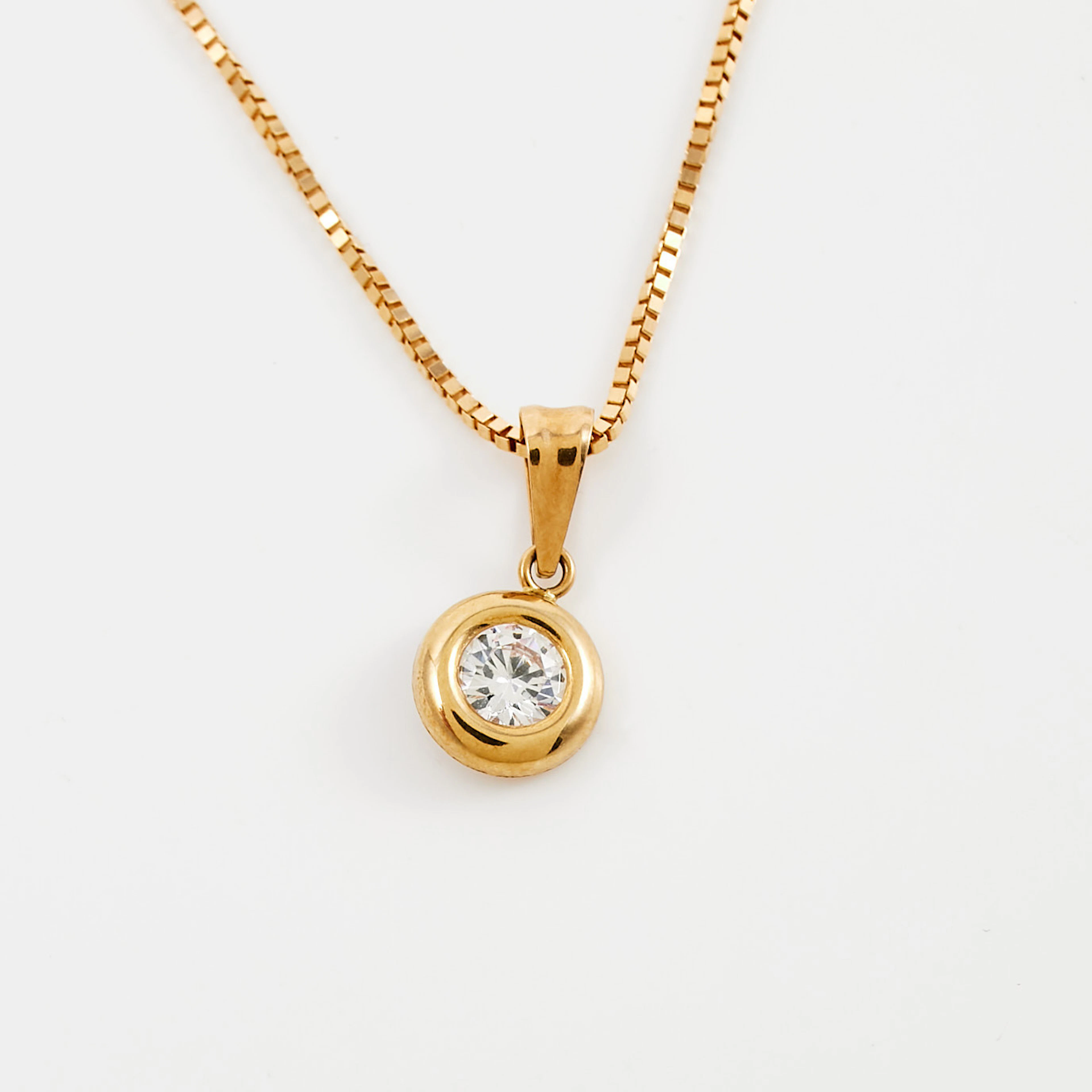 HALSBAND med HÄNGE, 18 k guld, venetiansk länk, hänge med 1 briljantslipad