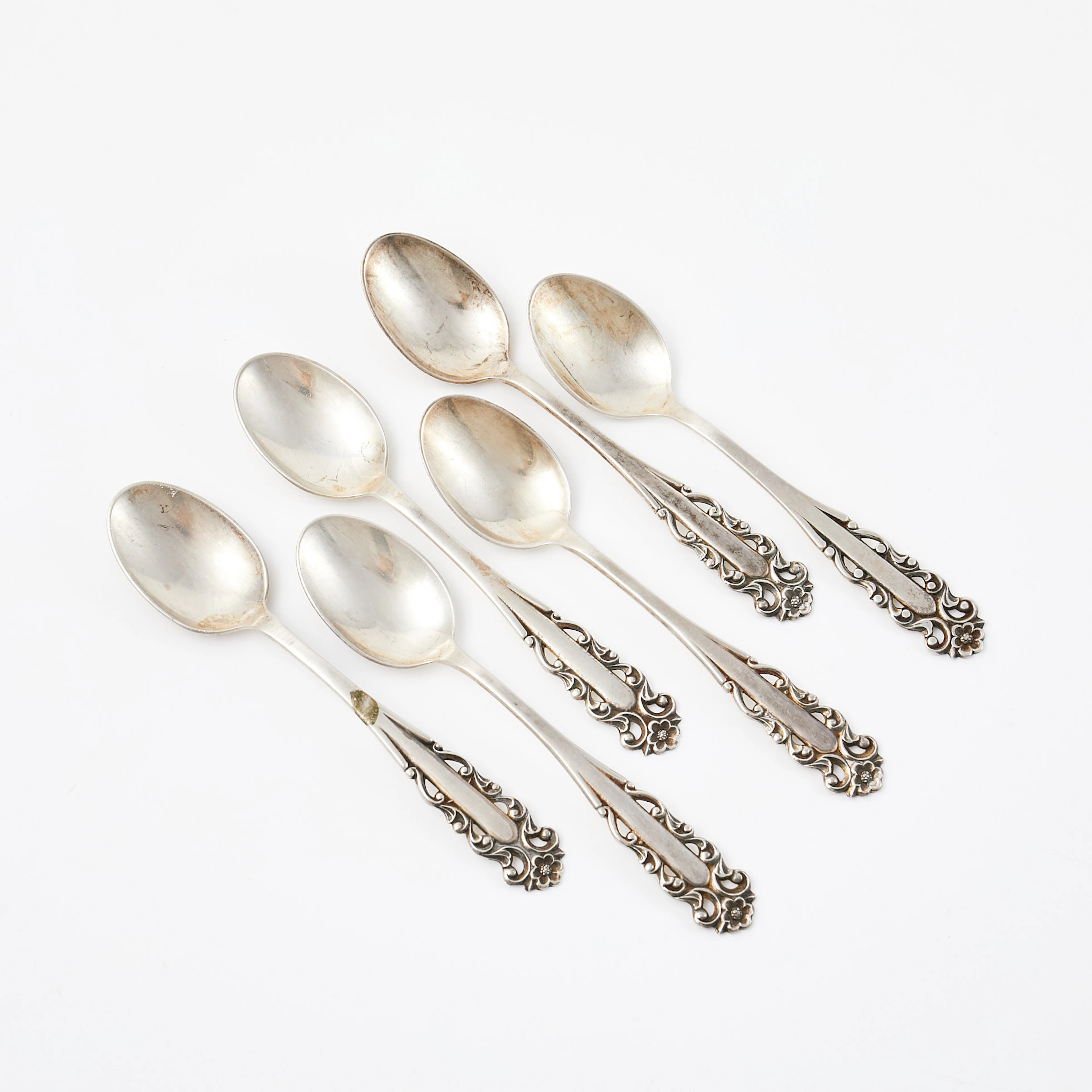 SKEDAR, 6 dlr, silver, skaften med genombruten floral dekor, Höganäs 1959.