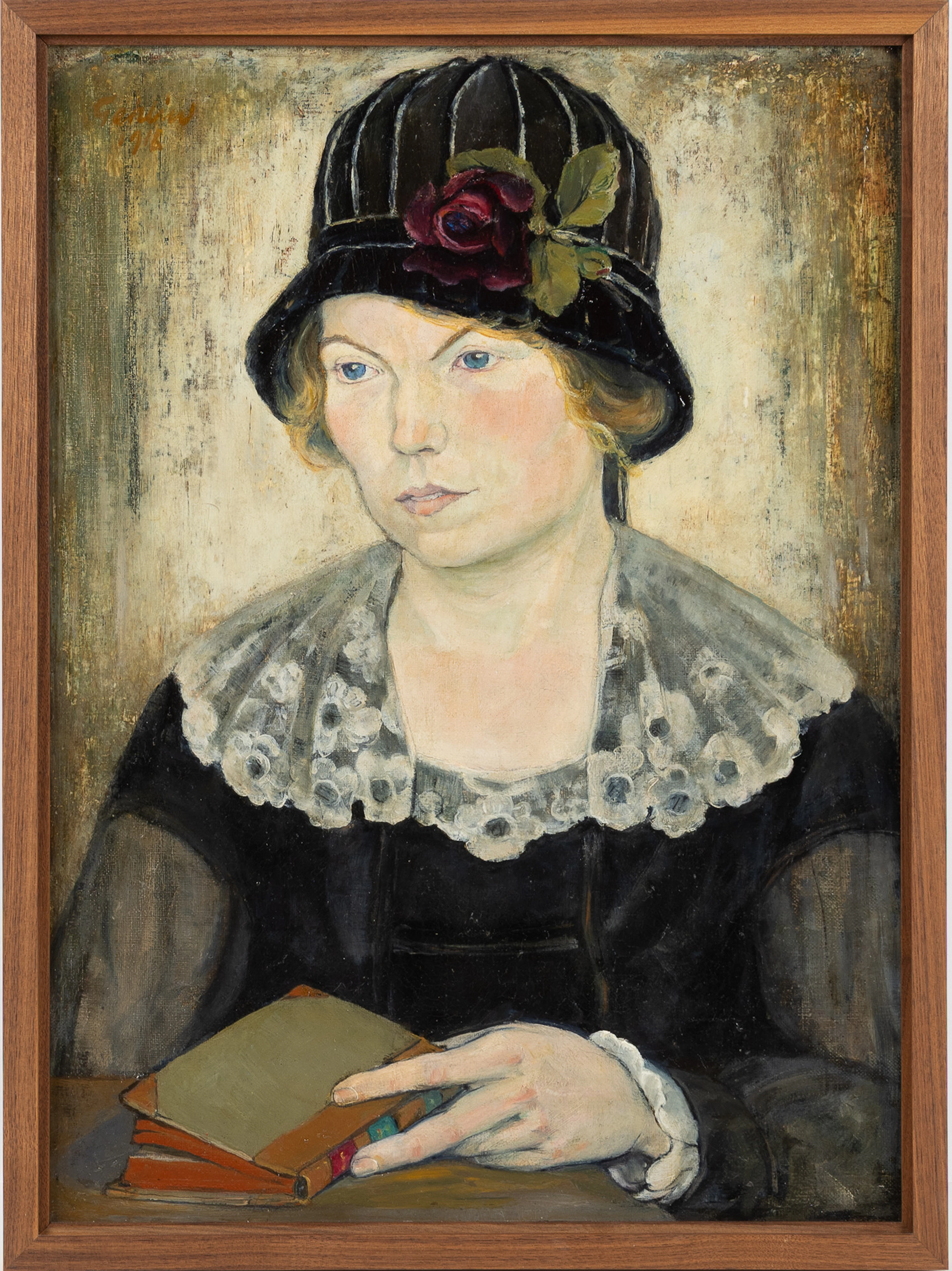 HUGO GEHLIN (1889-1953). Porträtt av konstnärens hustru. Oljemålning