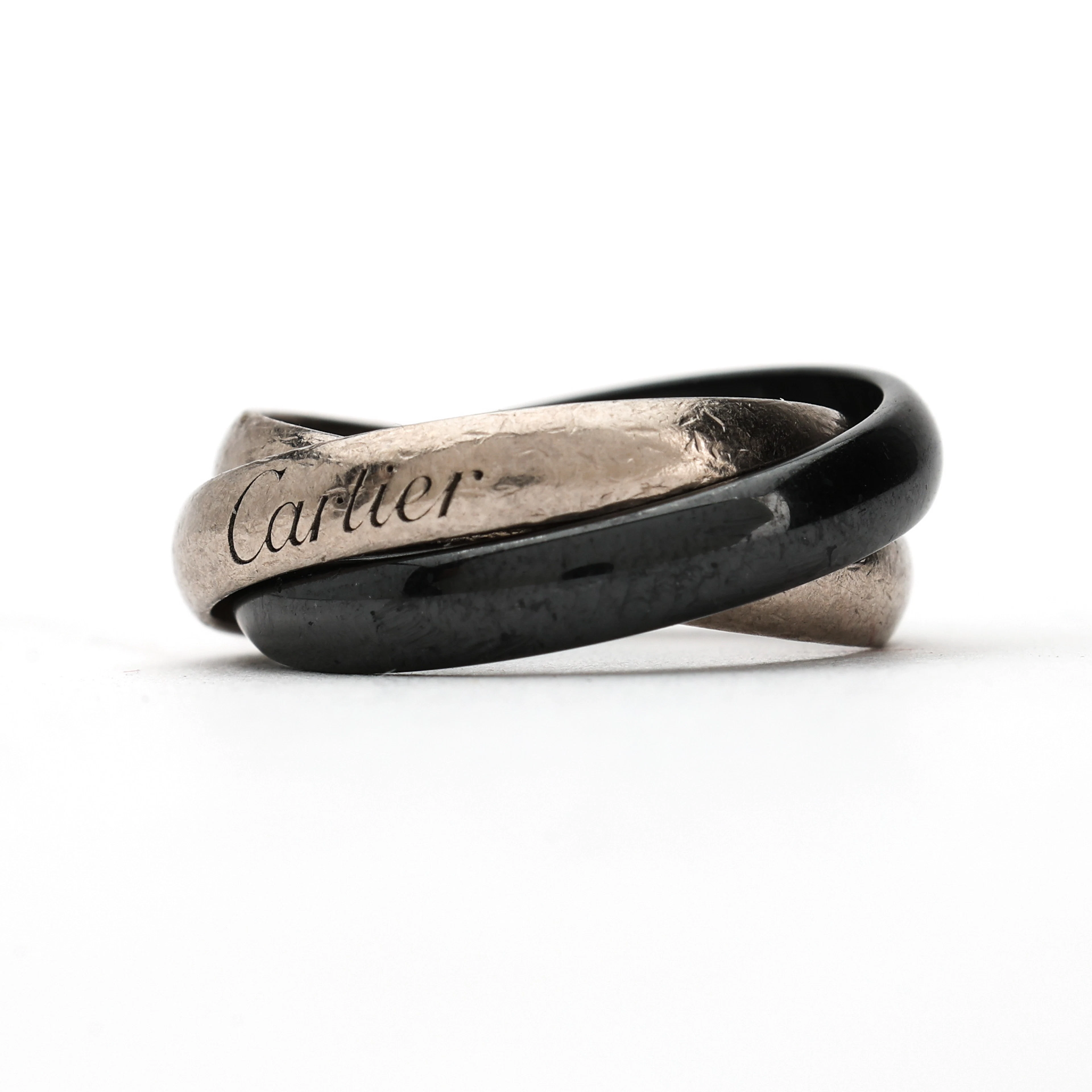 CARTIER, ring, "Trinity", 18K vitguld och keramik.