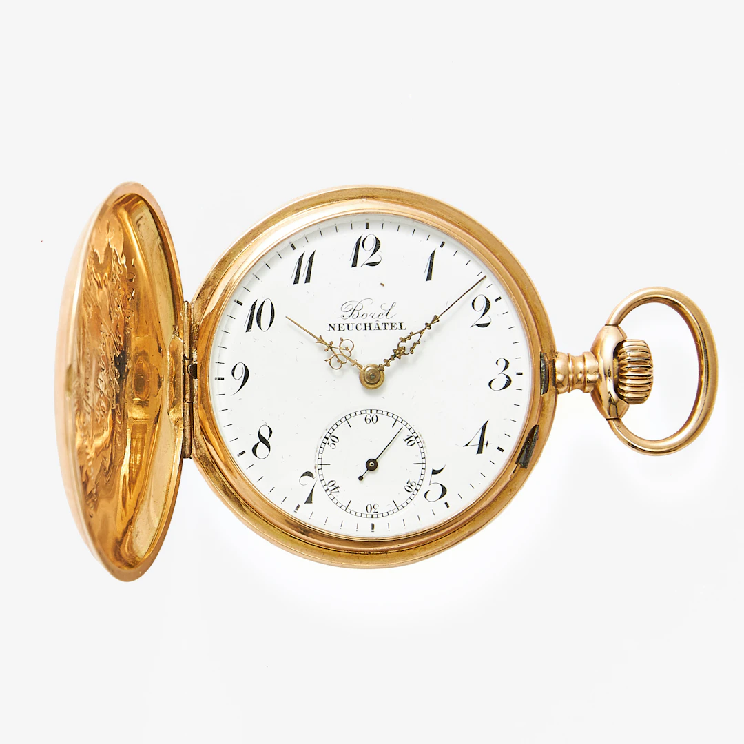 BOREL Nauchatel, fickur, 49 mm, savonett, 14K guld, ca 1920.