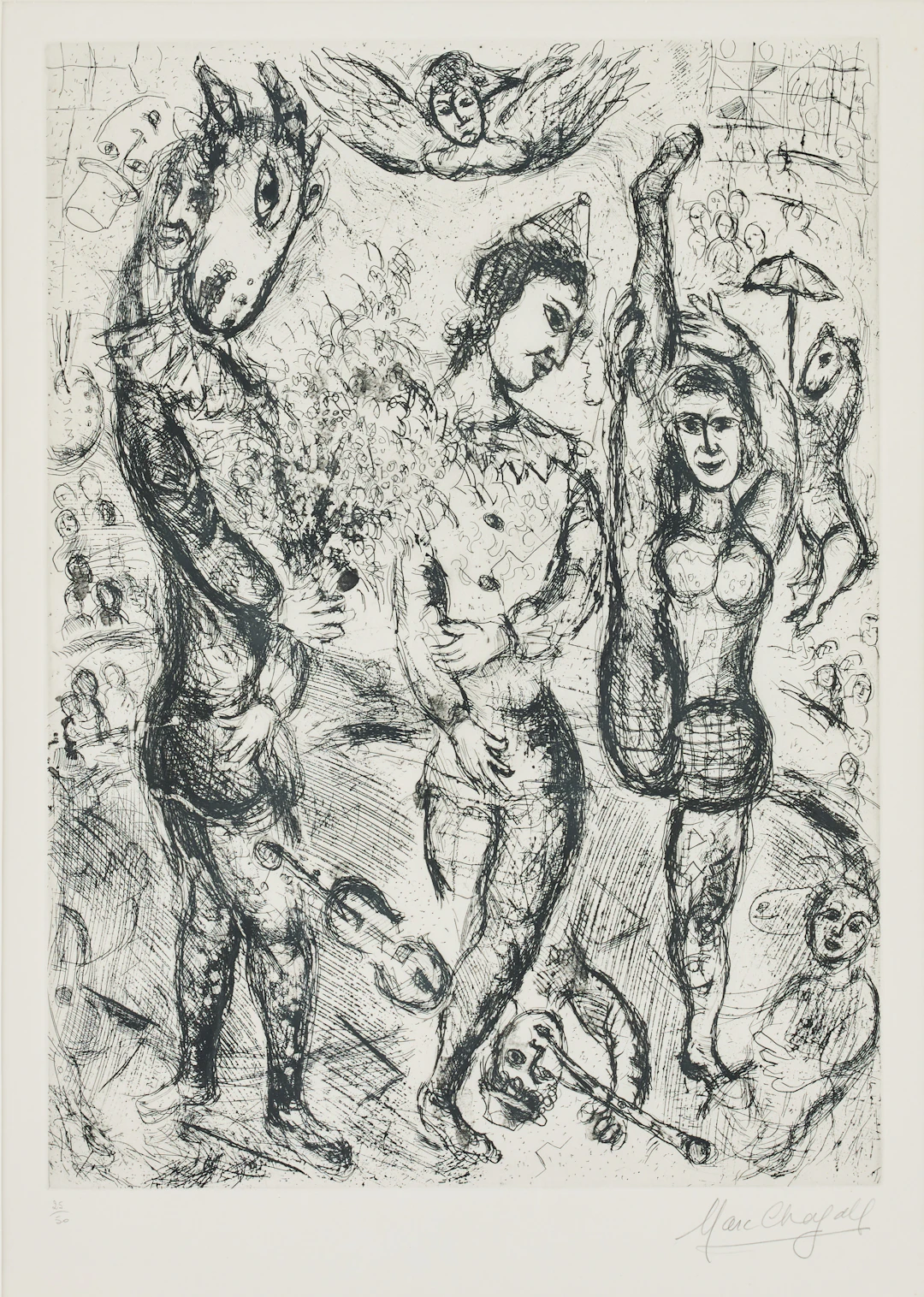 MARC CHAGALL. "Le Pierrot".