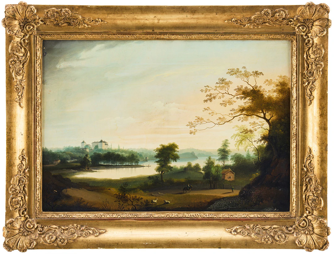 CARL ABRAHAM ROTHSTÉN. TILLSKRIVEN. Utsikt över Löfstad slott.