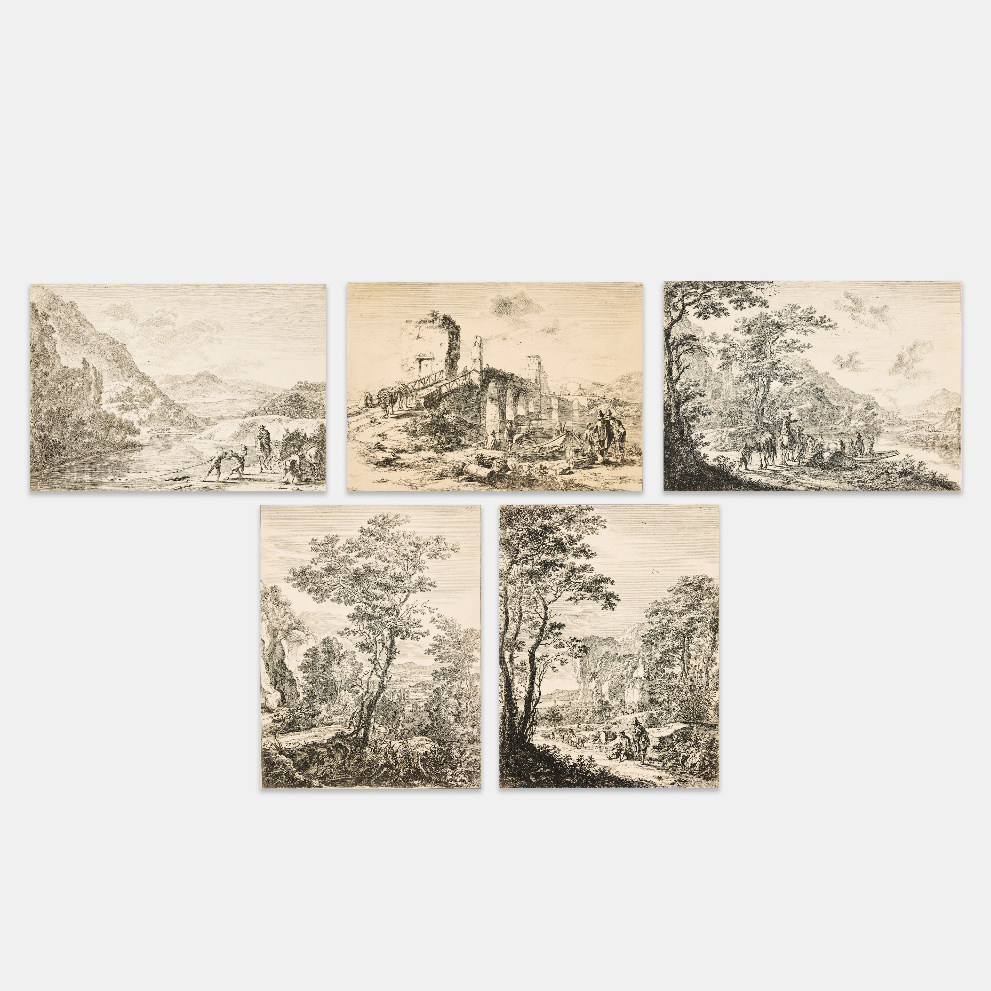 JAN BOTH (THE NETHERLANDS CIRCA 1618-1652). Group of 5 etchings from