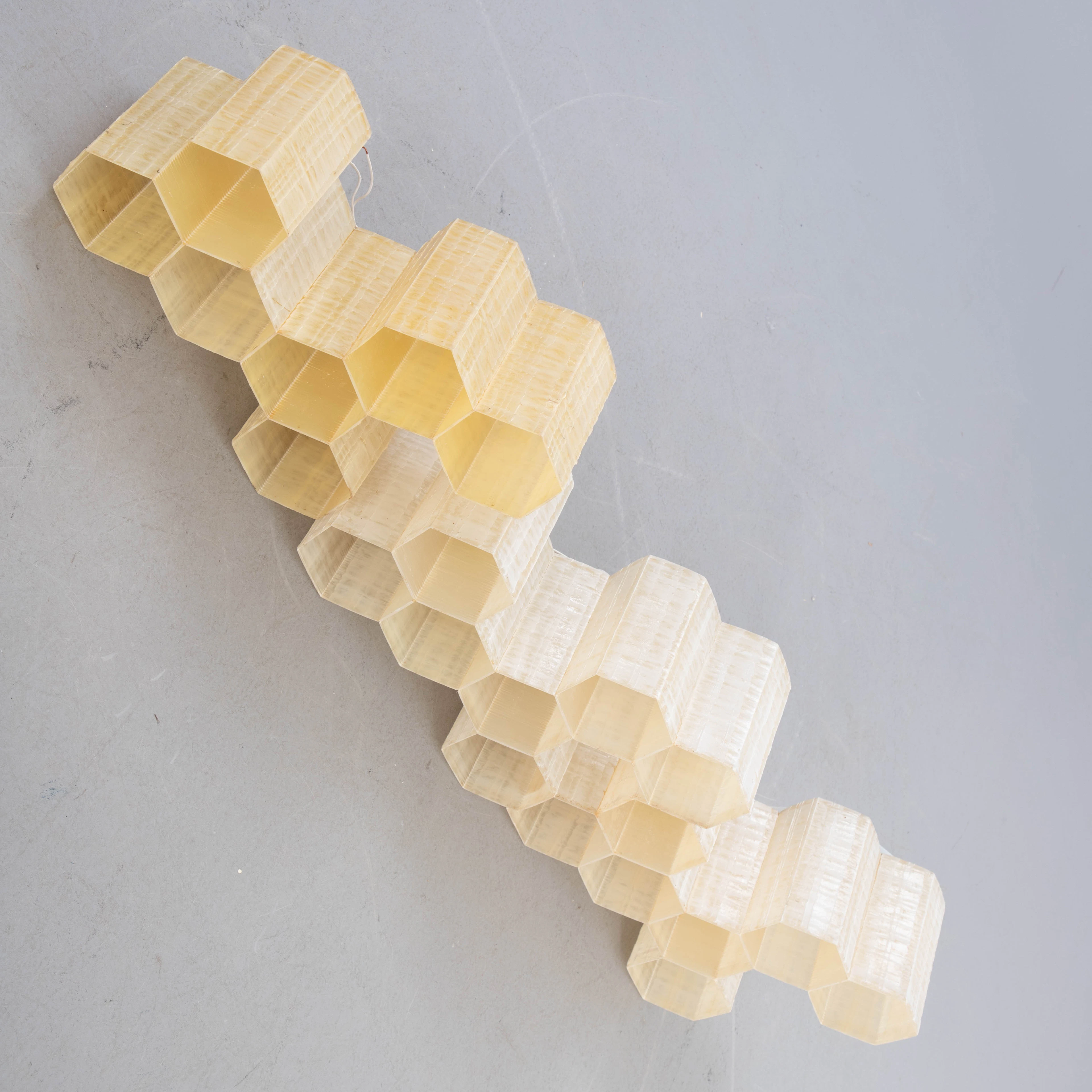 Waben-Deckenleuchten "Honeycomb", Fiberglas, 1960er Jahre (3).