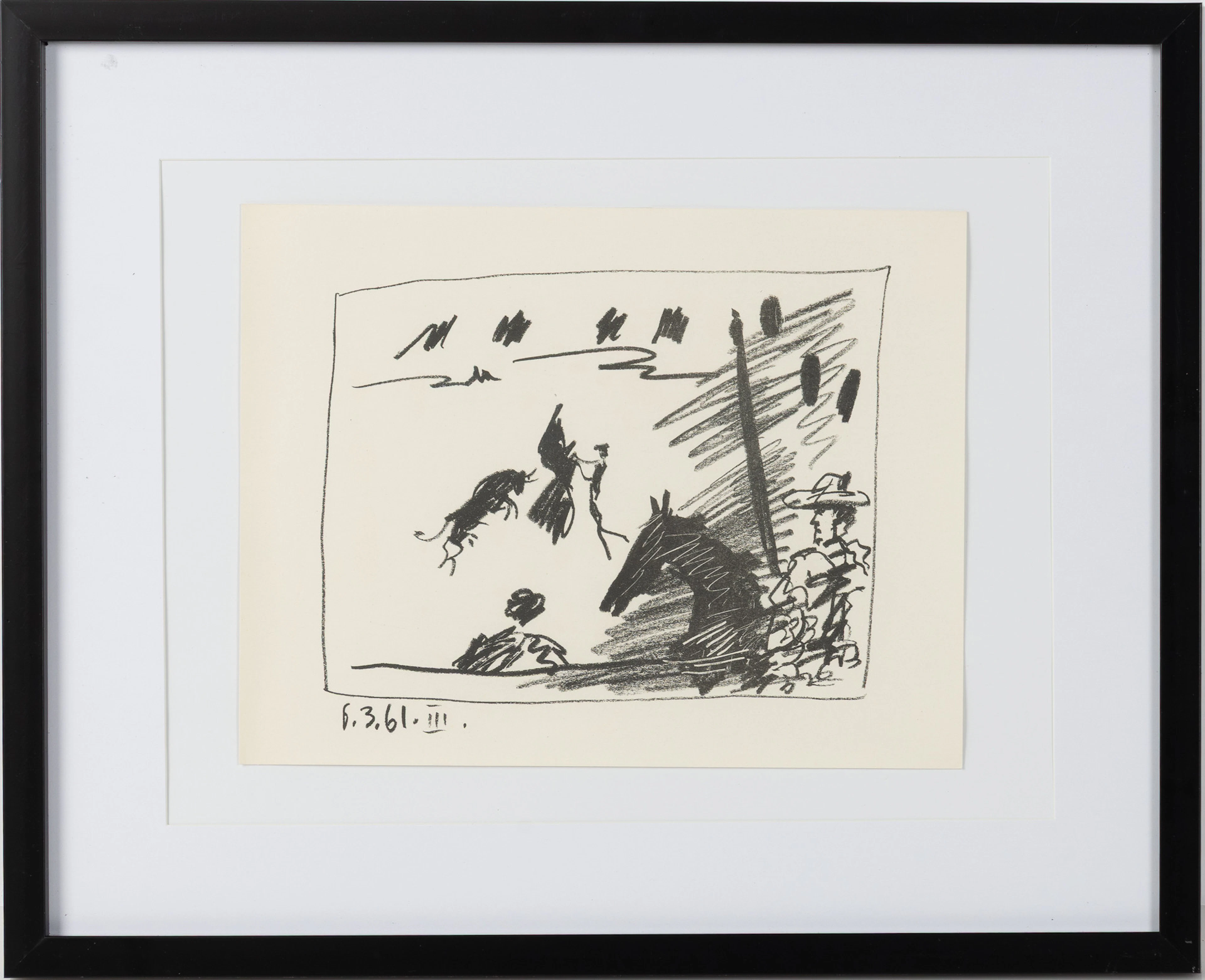 PABLO PICASSO. "Jeu de Cape", originallitografi, ur "A los Toros avec