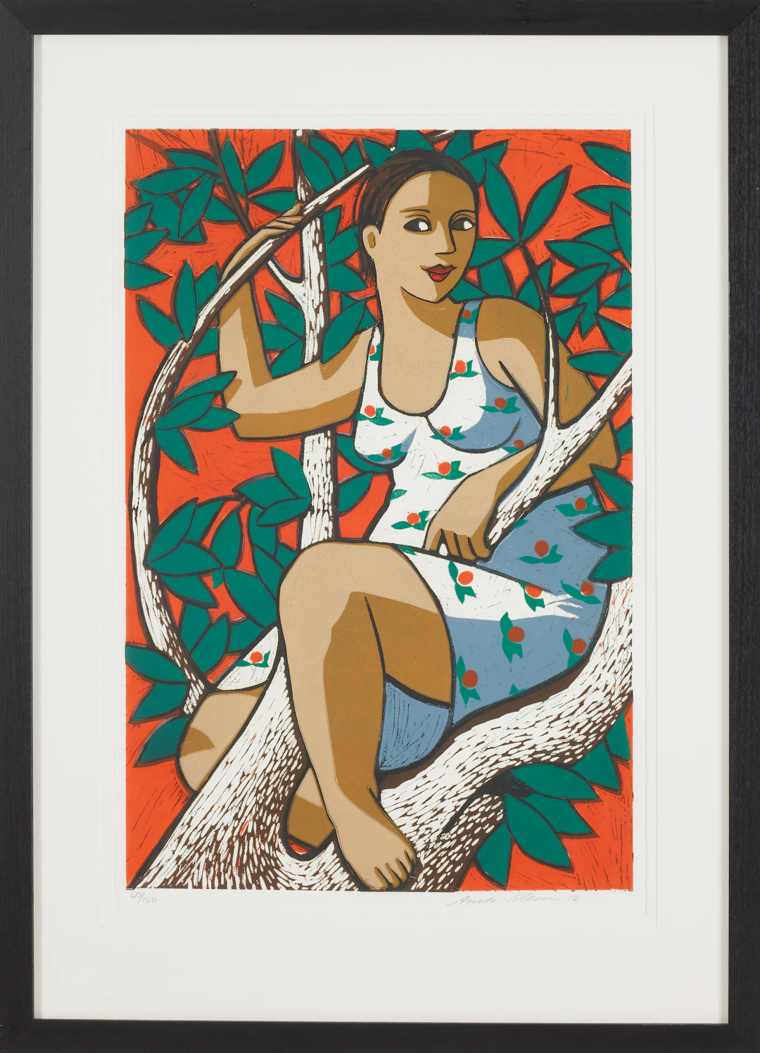 ANITA KLEIN. "Goddess of the orange tree", färglitografi, signerad