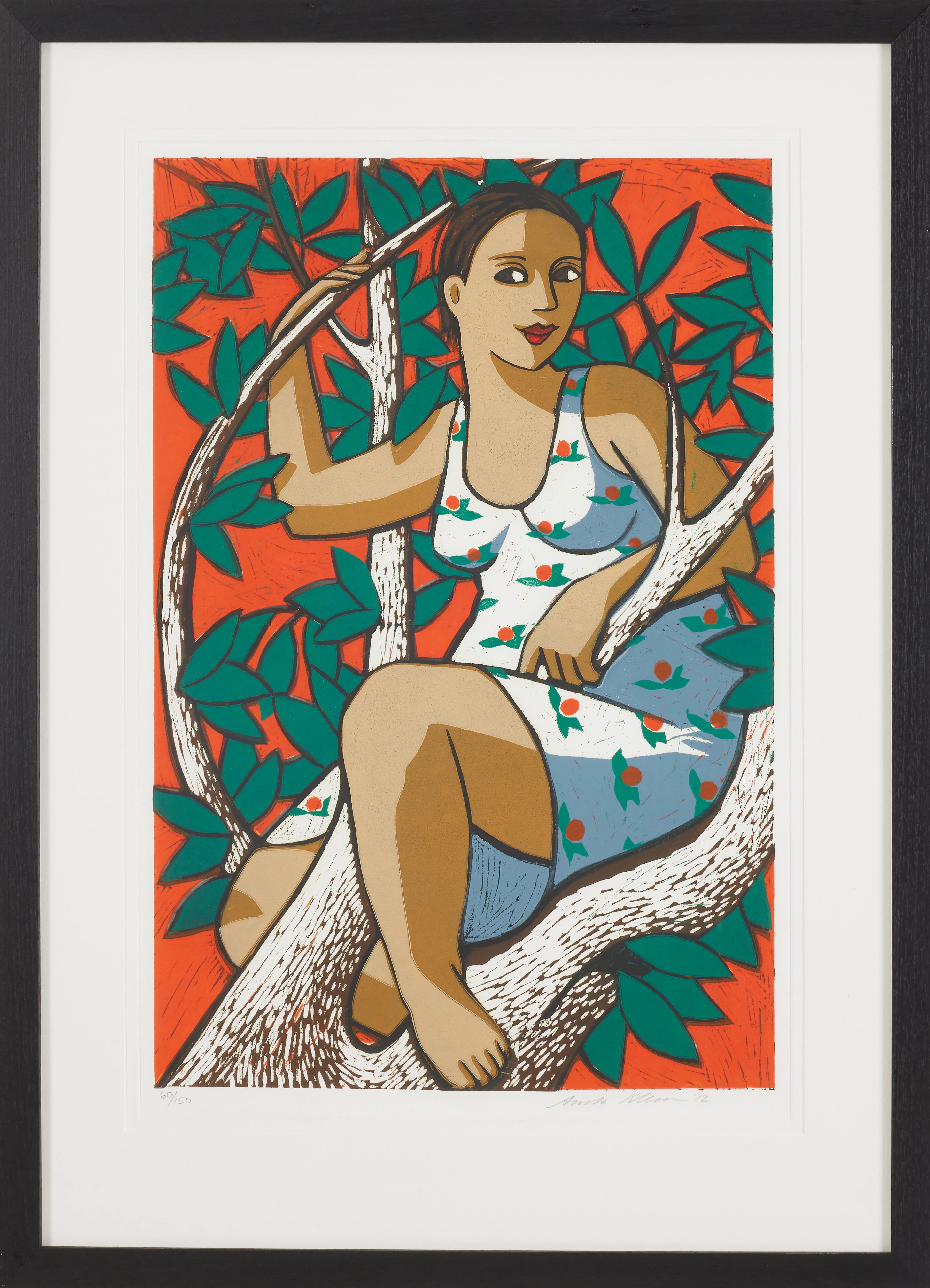 ANITA KLEIN. "Goddess of the orange tree", färglitografi, signerad