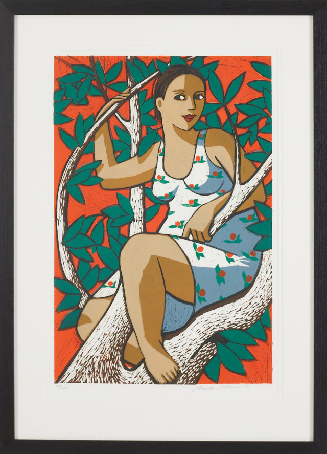 ANITA KLEIN. "Goddess of the orange tree", färglitografi, signerad