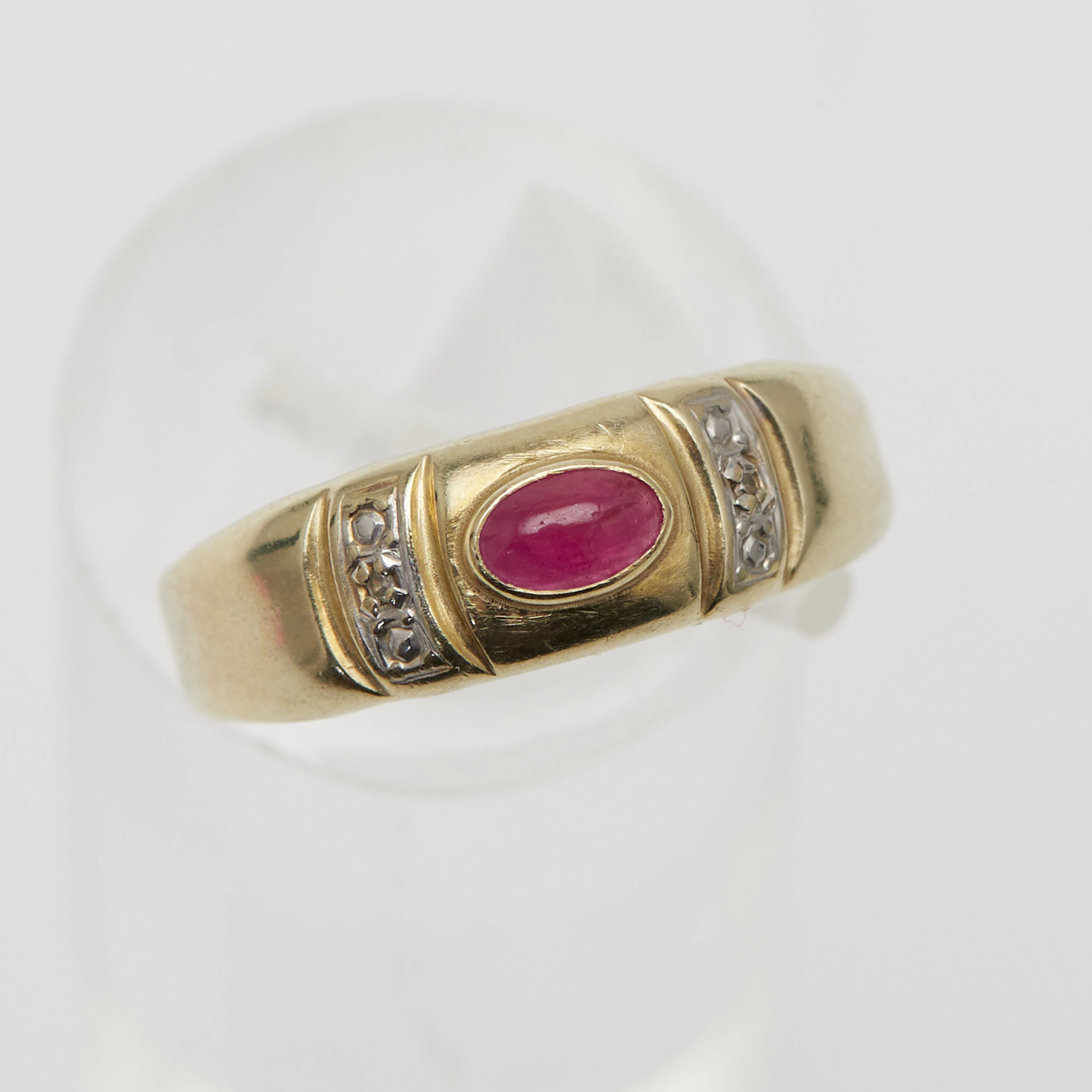 RING, 585er Gelbgold, Rubin, Brillianten.