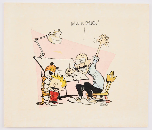BILL WATTERSON. Kalle & Hobbe, "Hello to Sweden".