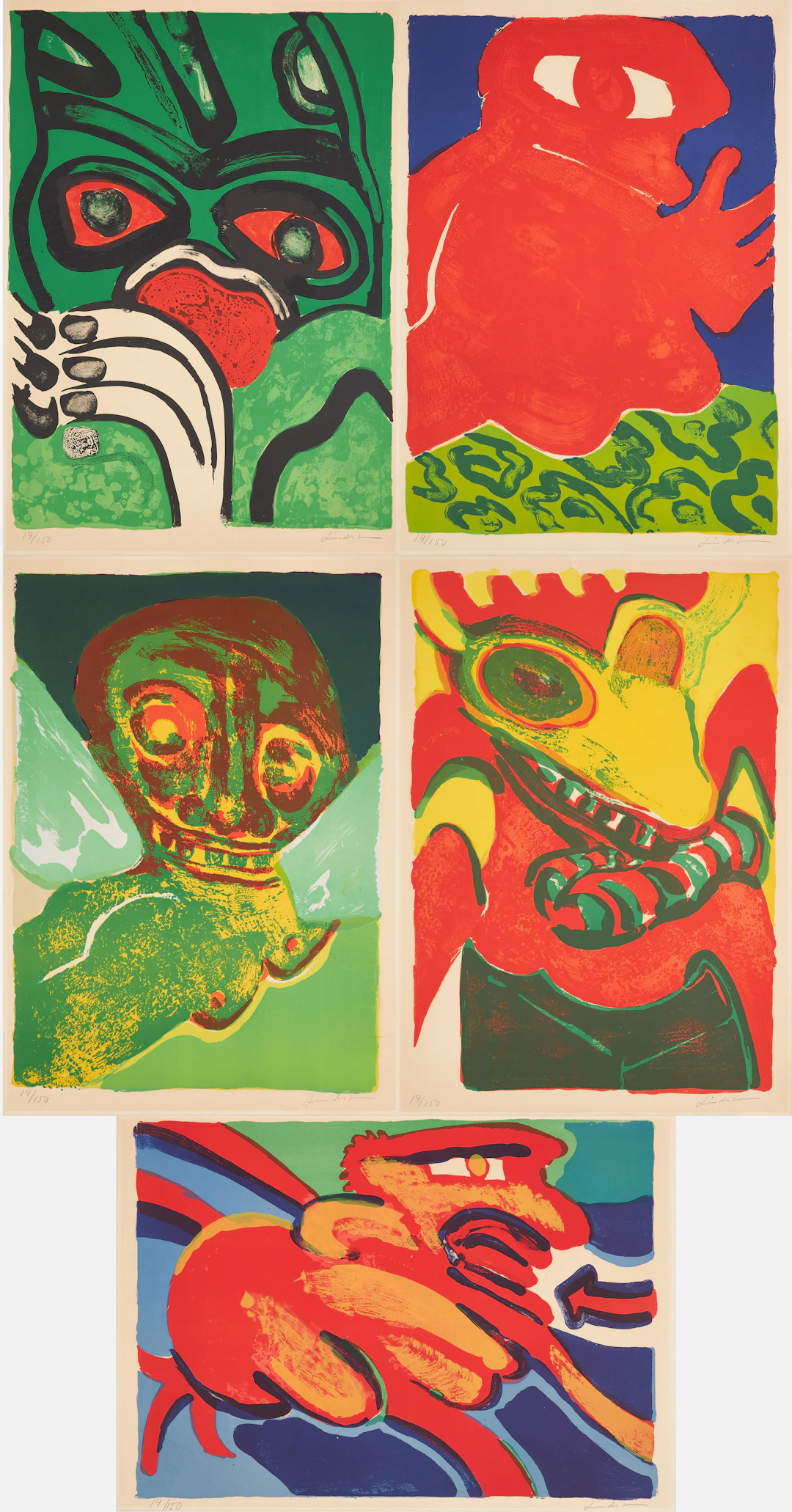 BENGT LINDSTRÖM. Mapp "Les Inconnus 1", 5 st litografier, signerade, numrerade.
