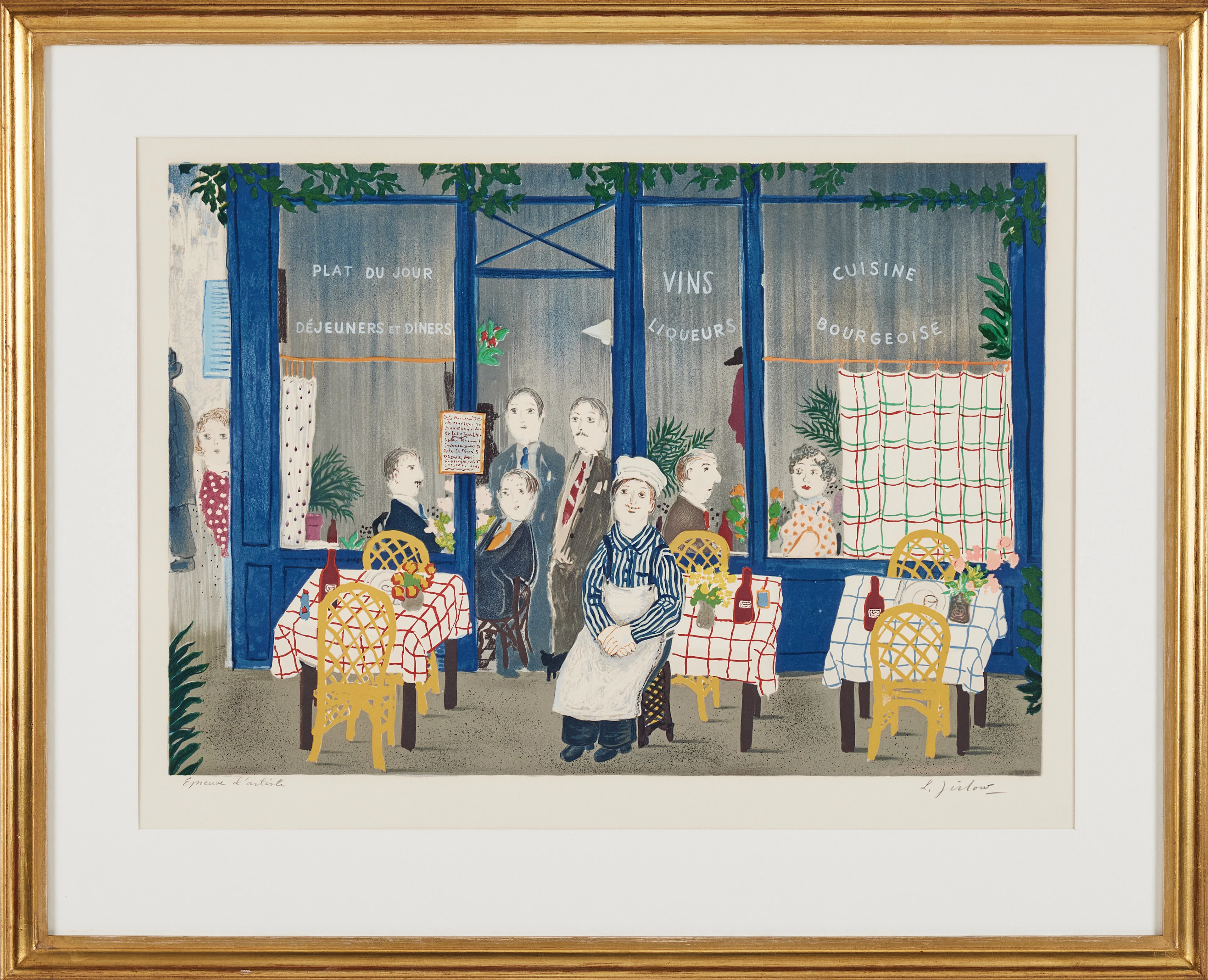 LENNART JIRLOW. Restaurangscen, "Den gamla restaurangen", färglitografi