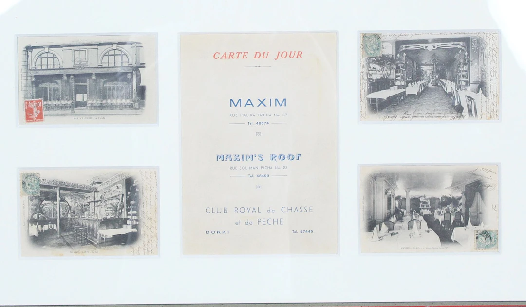 Carte Du Jour, MAXIM 's Roof, Postkarten, Paris.
