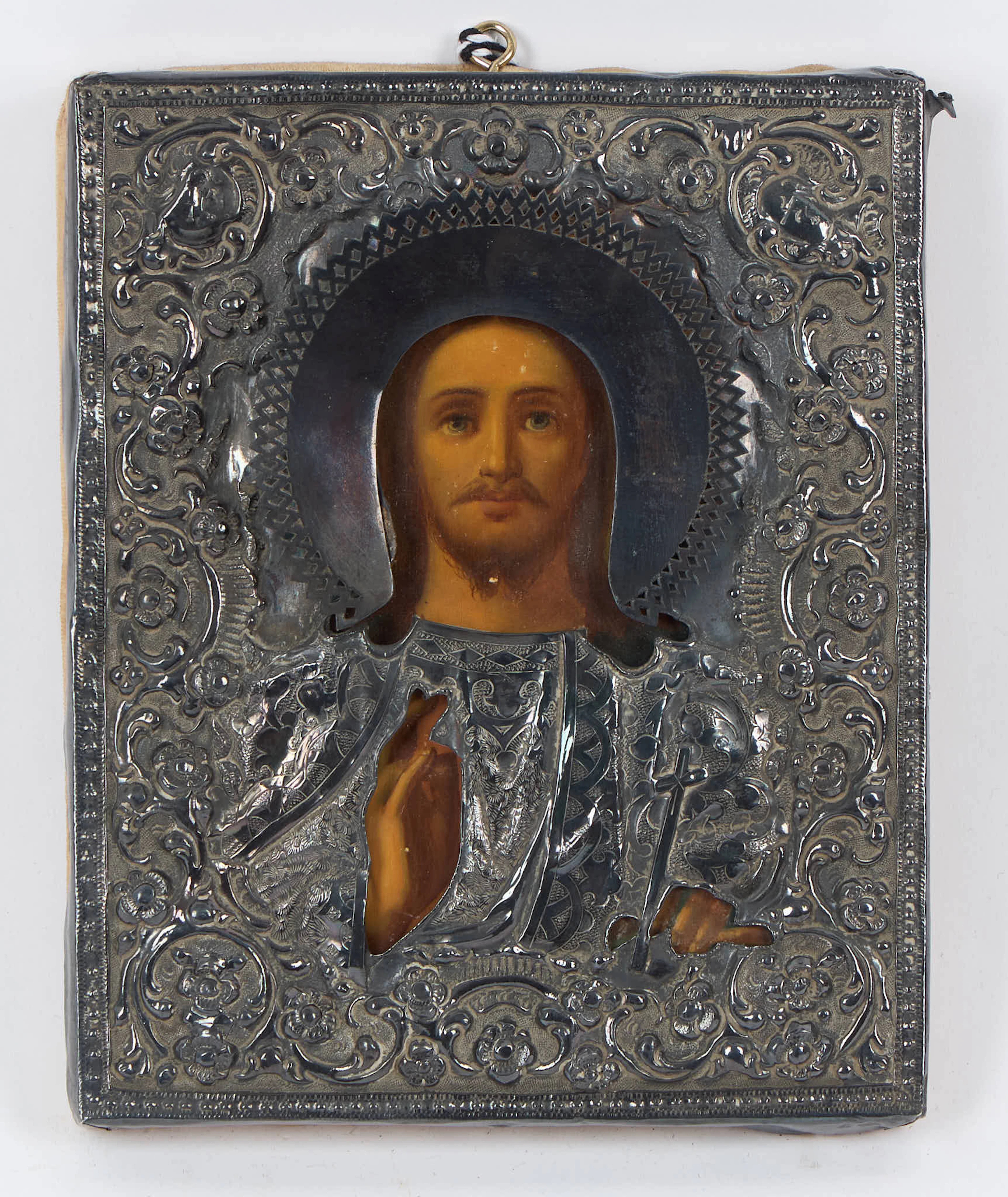 IKON, Kristus Pantokrator, Ryssland, St. Petersburg 1874, silverrisa.