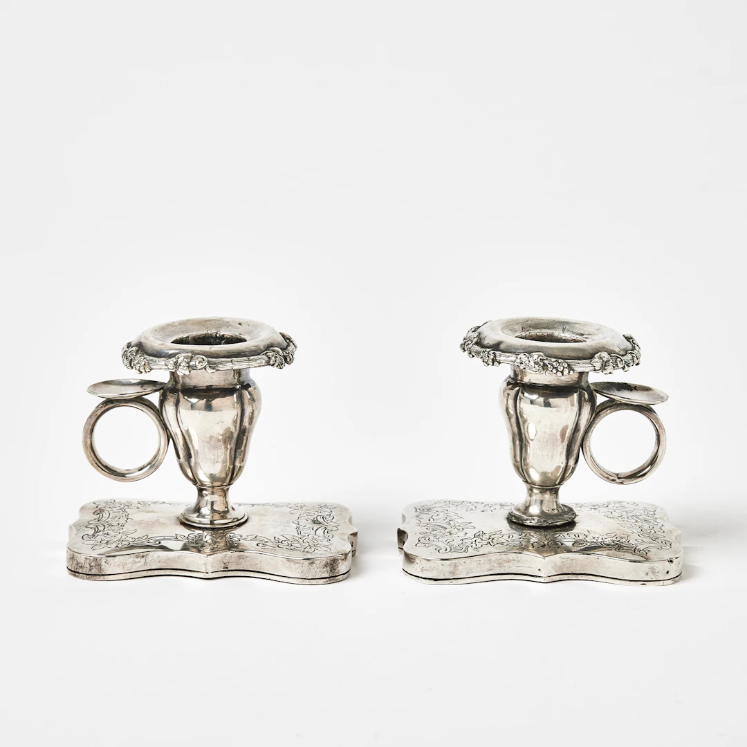 JOHAN FABIAN FINCKE. Reseljusstakar, silver, Fredrikshamn 1872. Nyrokoko.