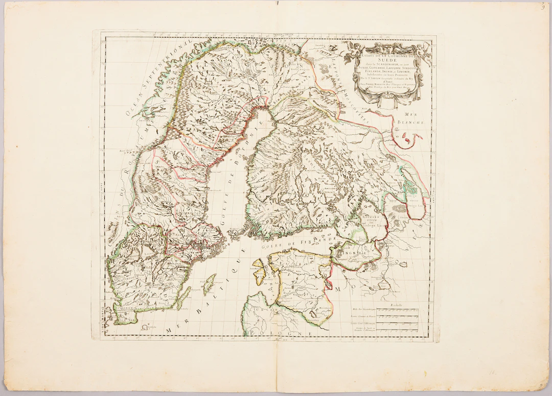 KARTA ÖVER SKANDINAVIEN AV SANSON, ca 1665.