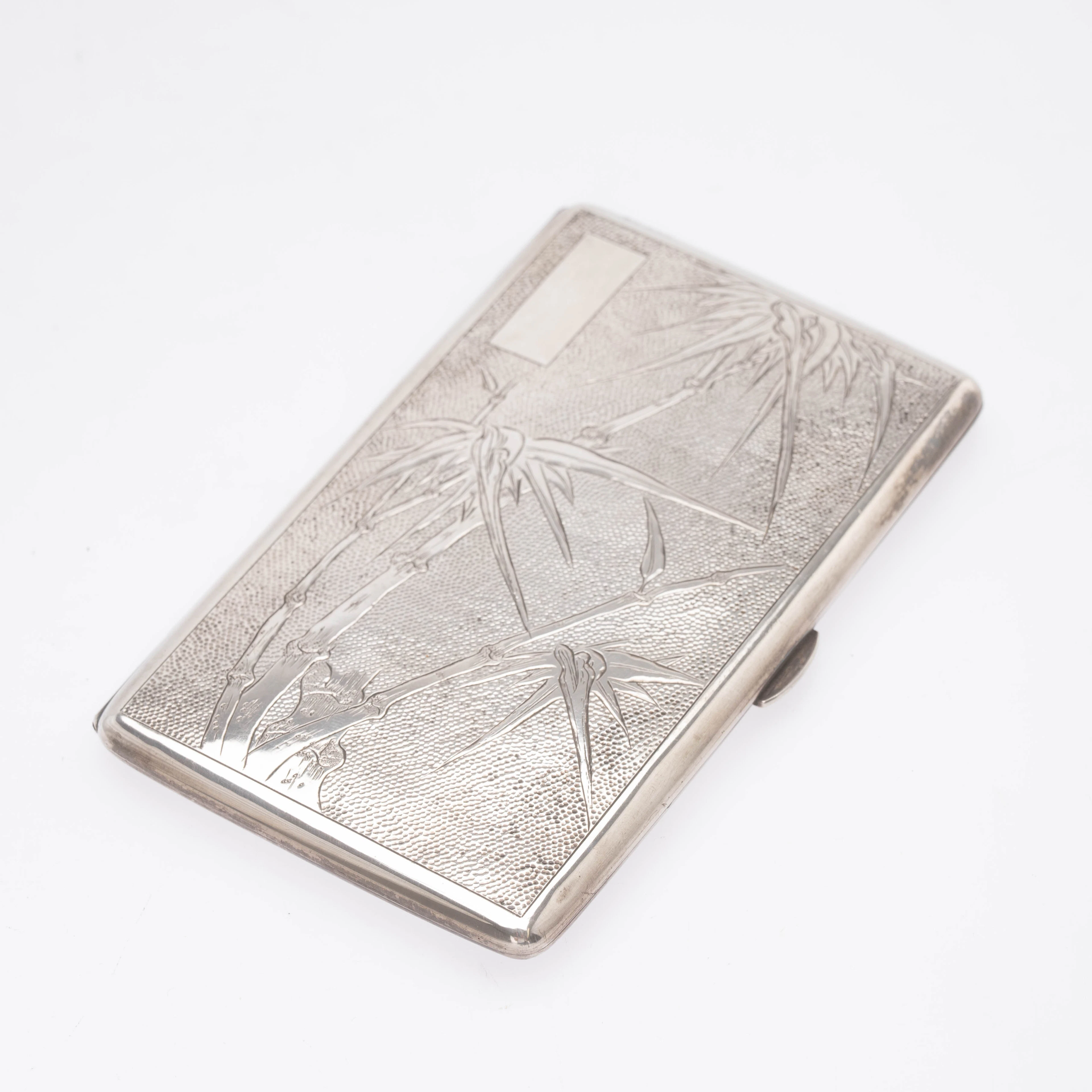 Zigarettenetui mit Bambusdekor, Silber, China, 20. Jh.