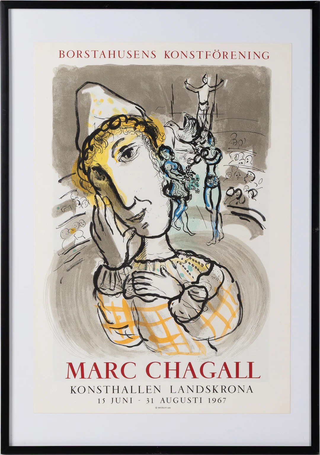MARC CHAGALL. Originallitografi, "Le cirque au clown jaune", affisch