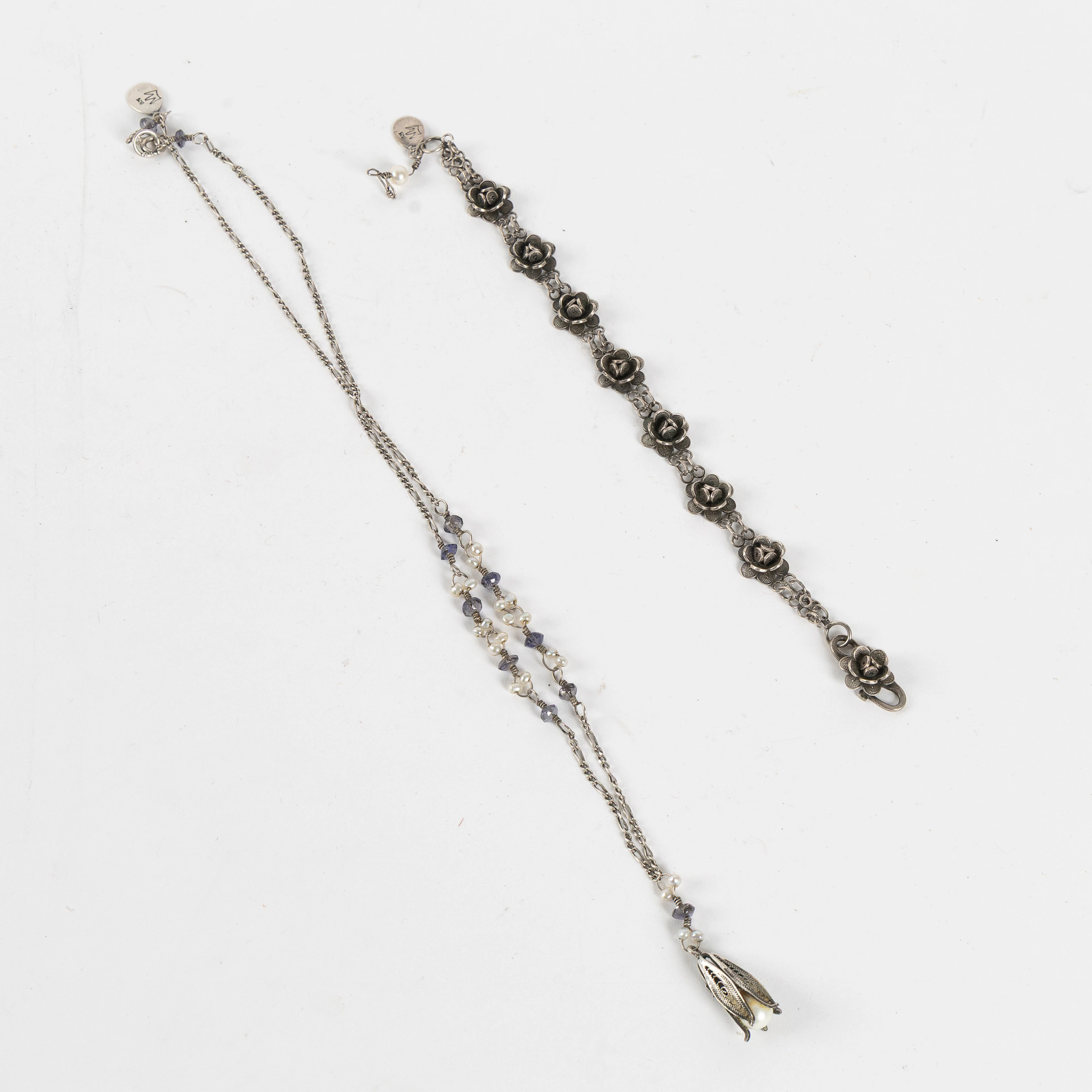 YVONE CHRISTA, New York, collier samt armband, silver, filigranarbete