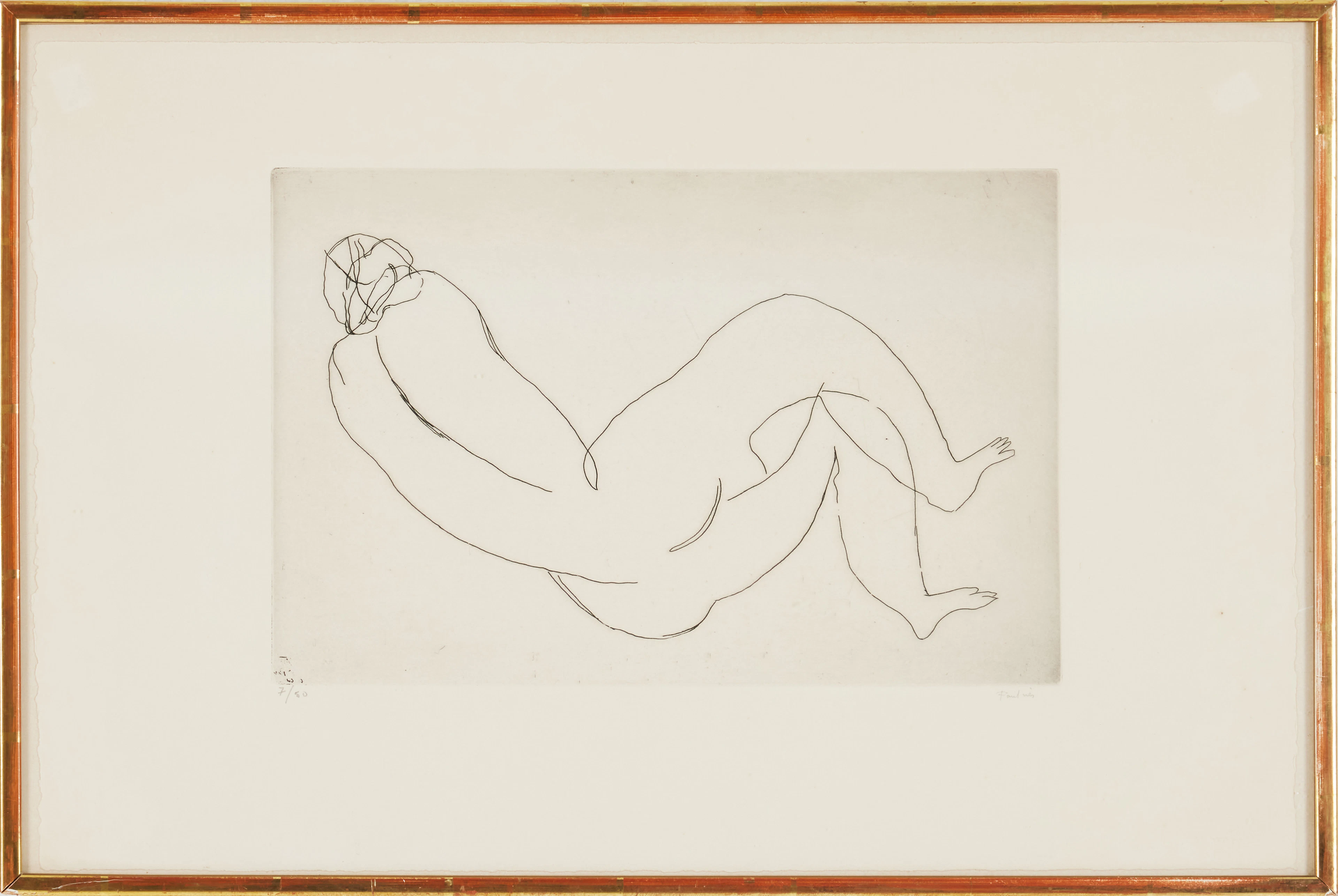 JEAN FAUTRIER (1898-1964). "Nu couché V", etsning, 1944, signerad