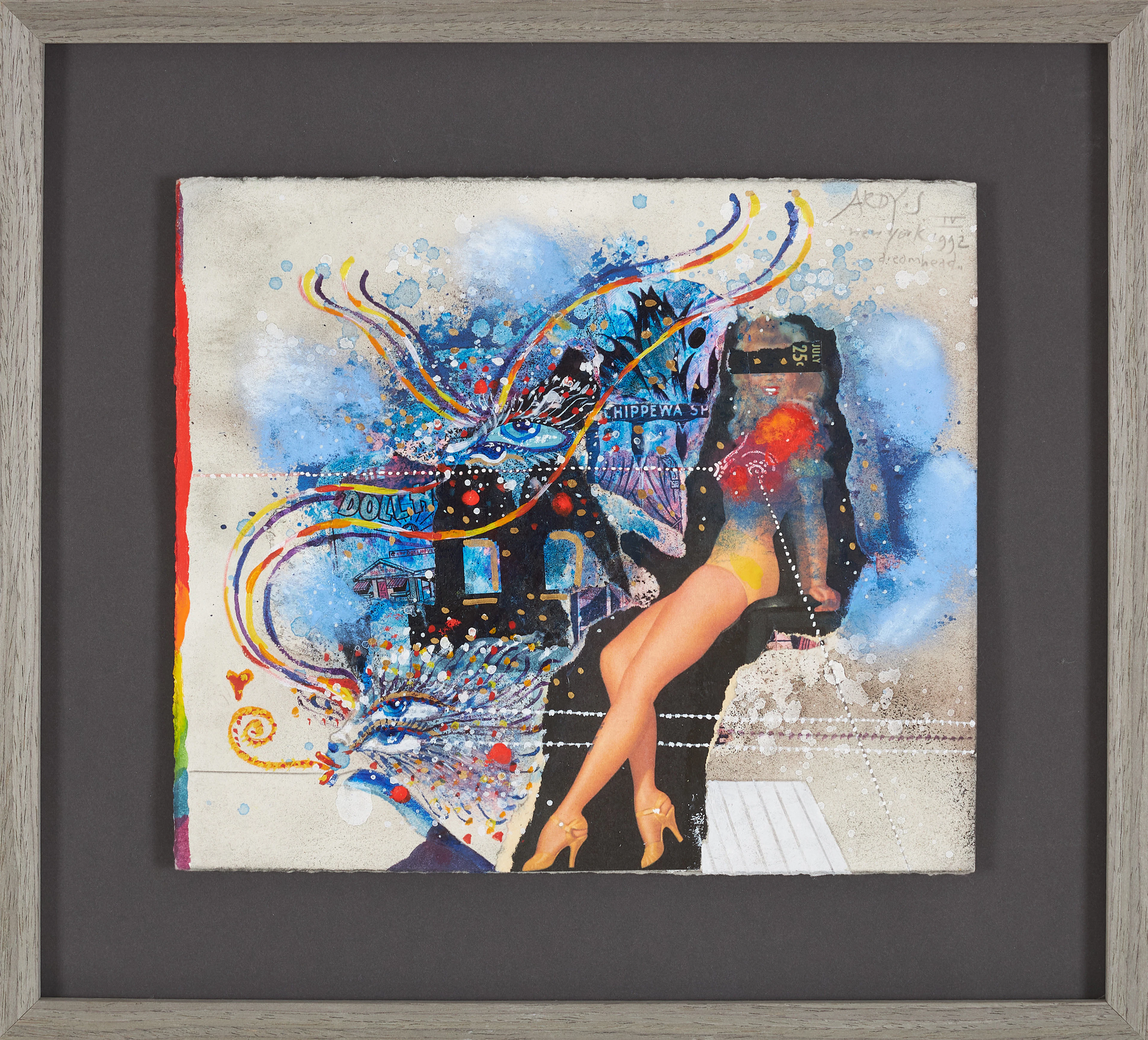 ARDY STRÜWER. "Dreamhead", blandteknik, kollage, signerad, New York 1992.