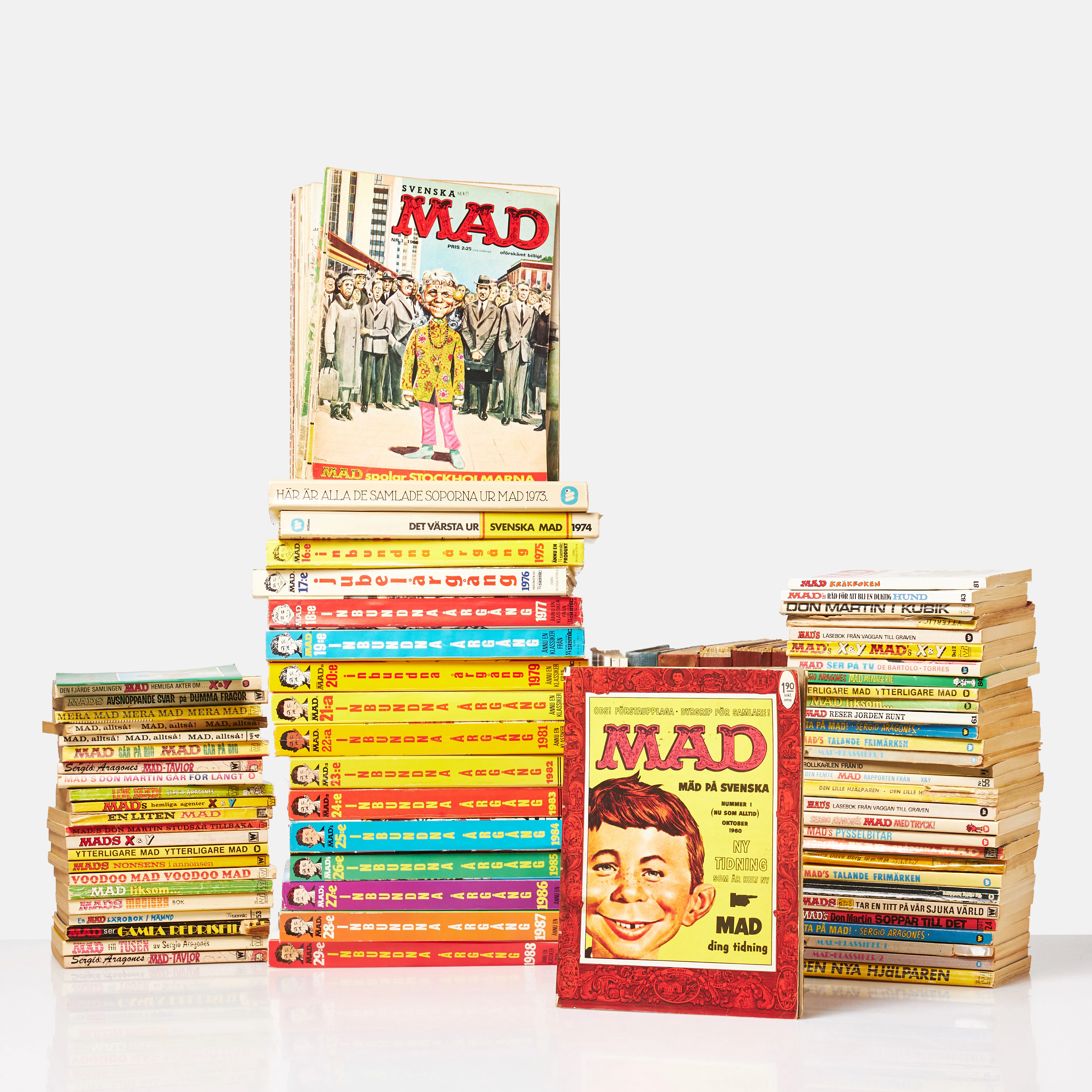 MAD, serietidningar, alla nummer mellan åren 1960-1988, samt pocket.