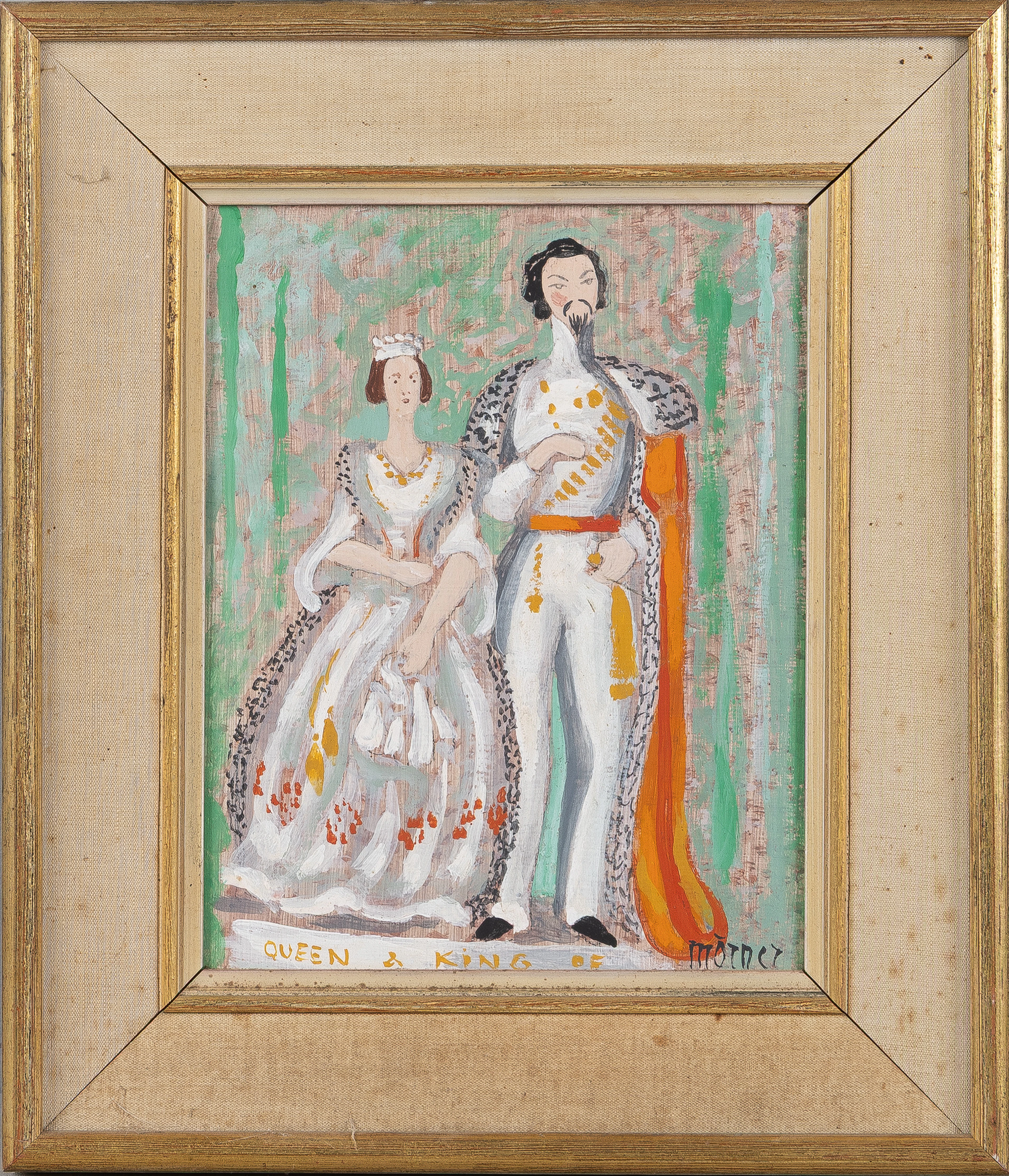 STELLAN MÖRNER. "Queen & King", olja på pannå.
