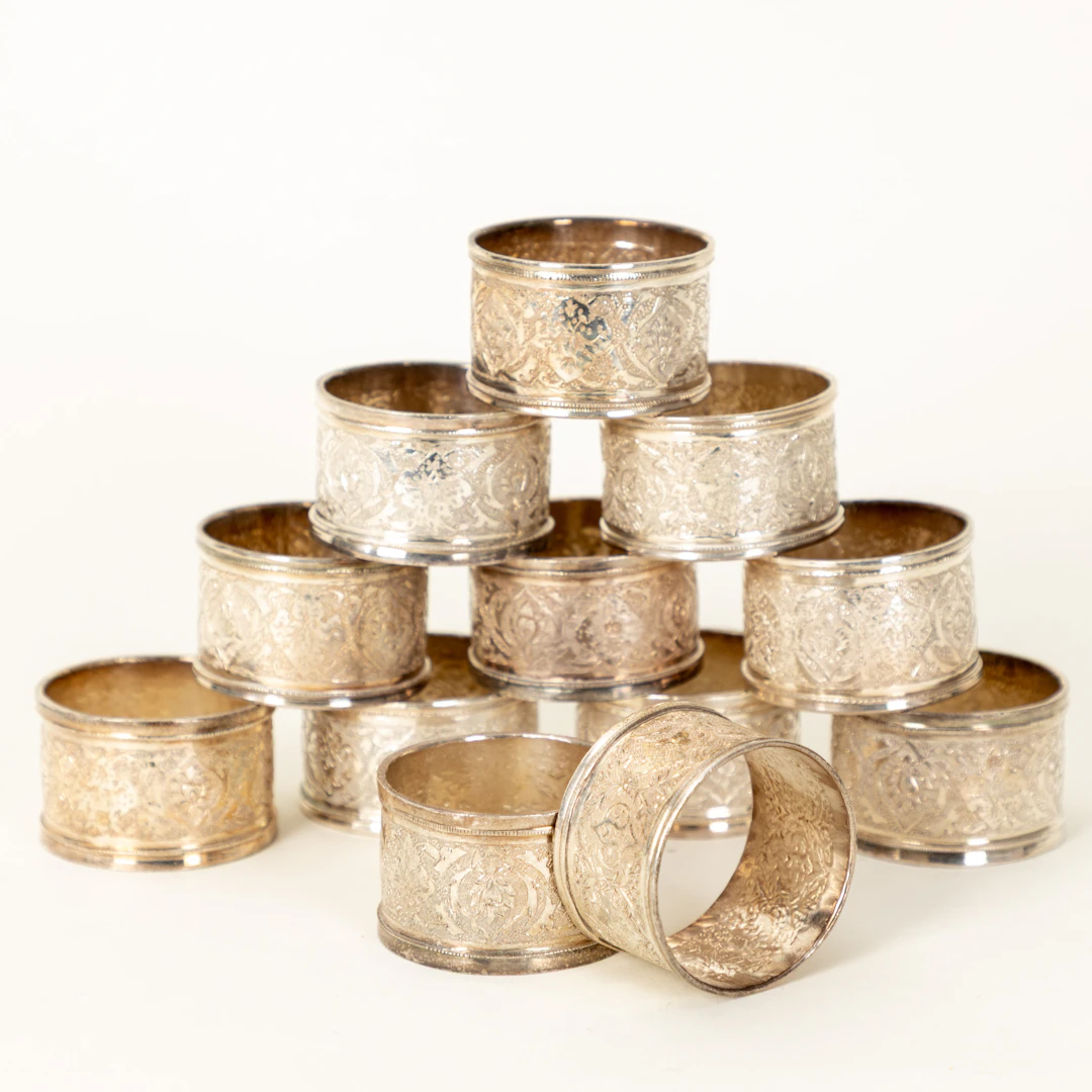 12 Serviettenringe, Silber, Persien, 20. Jh.