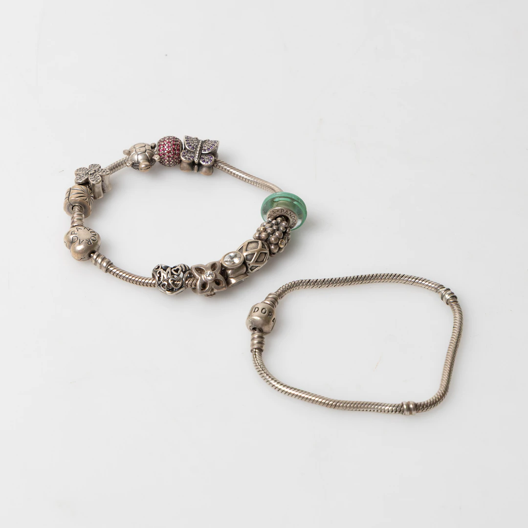 ARMBAND, 2 st. sterling silver. Pandora.