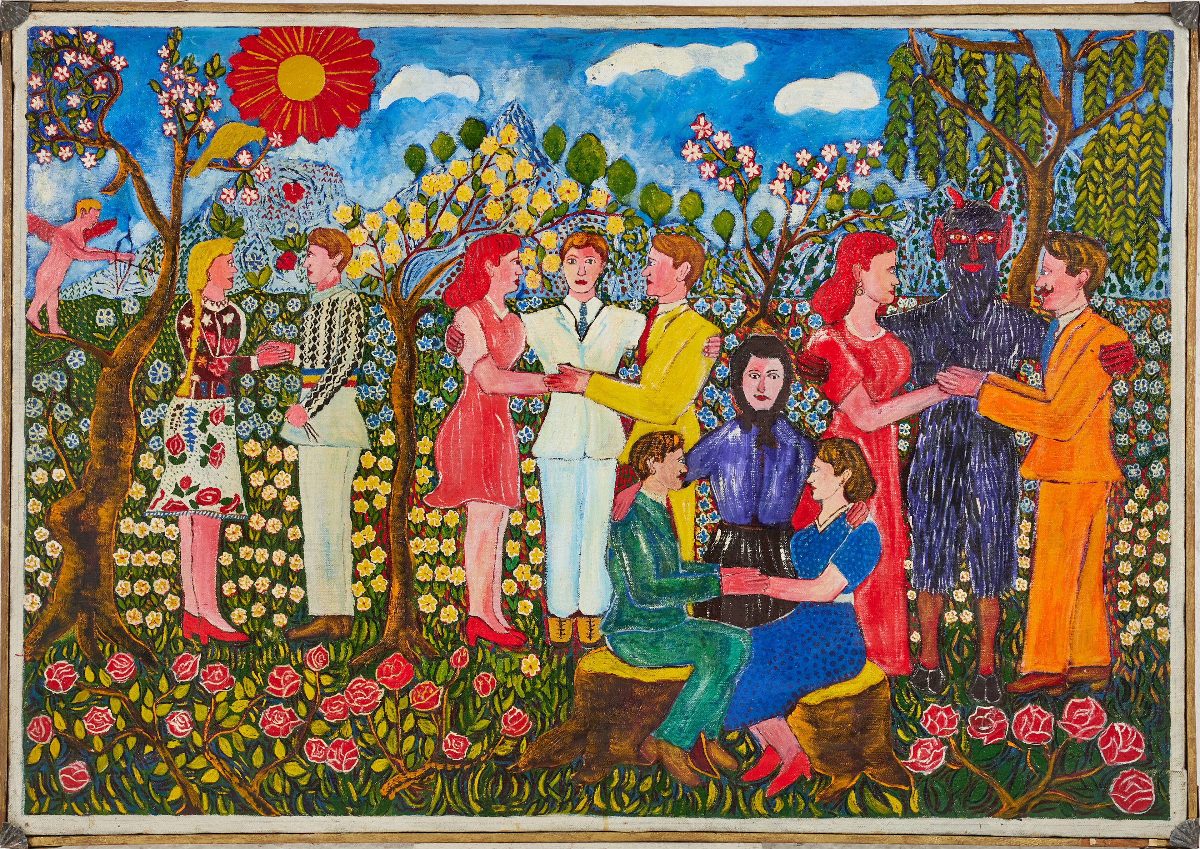 OIDENTIFIERAD KONSTNÄR (1900-TAL). Figurscen, olja på duk.