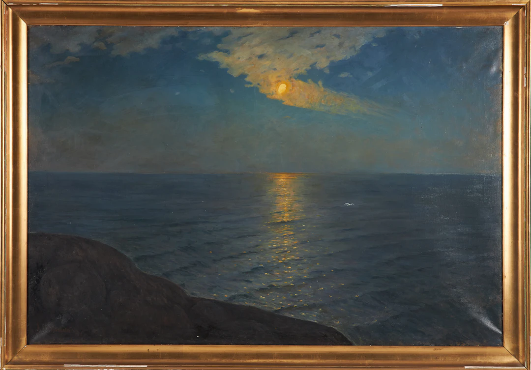 ALFRED BERGSTRÖM (1869-1930), Månskenslandskap, signerad Alf. Bergström