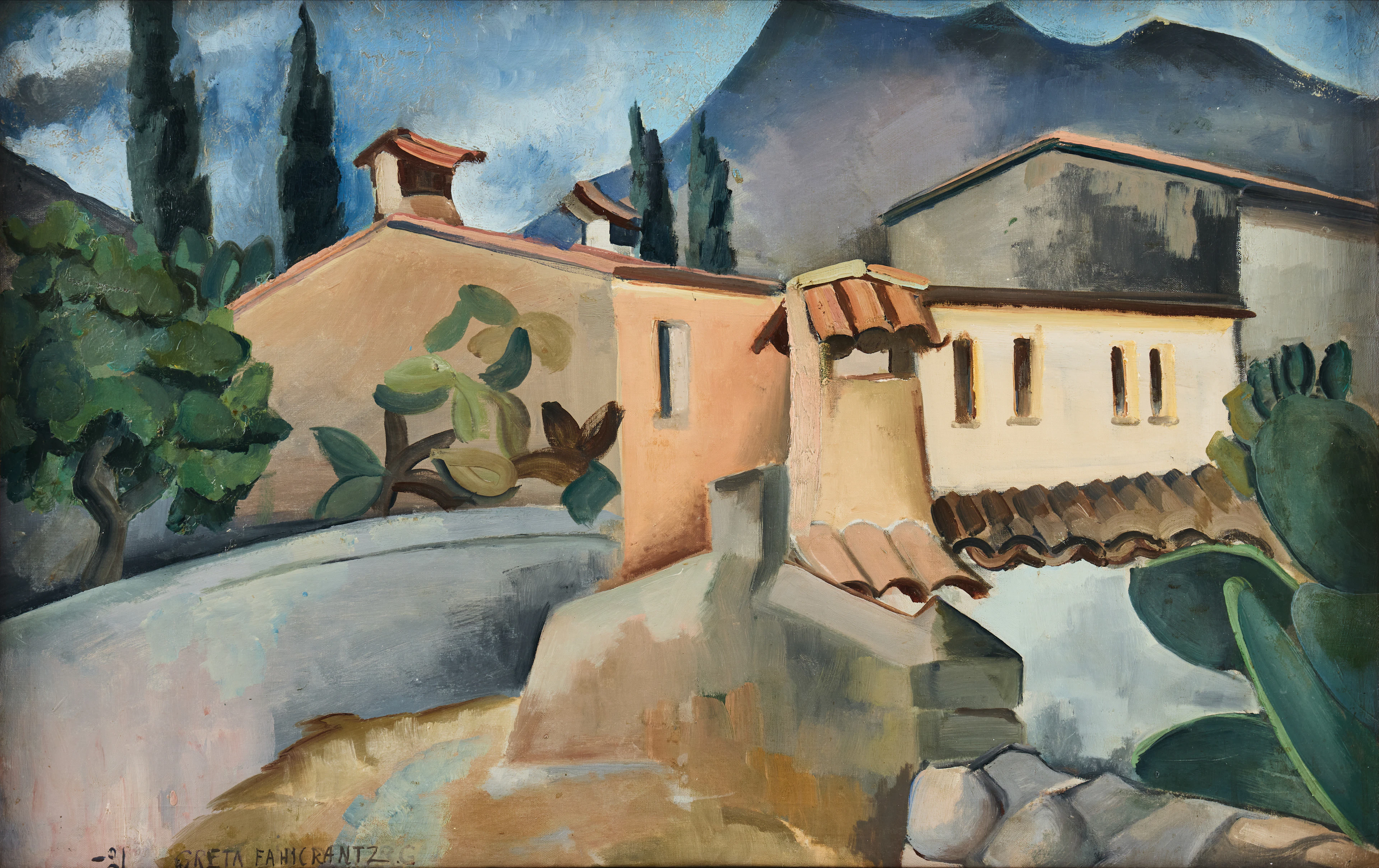 GRETA FAHLCRANTZ LINDBERG (1889-1978). Motiv från Spanien.